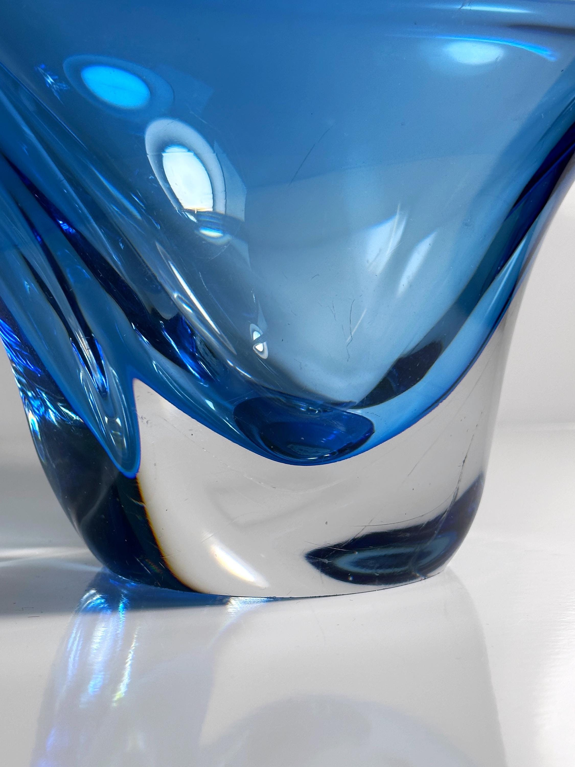 Focke & Meltzer Amsterdam große Kristallglasschale in Blau