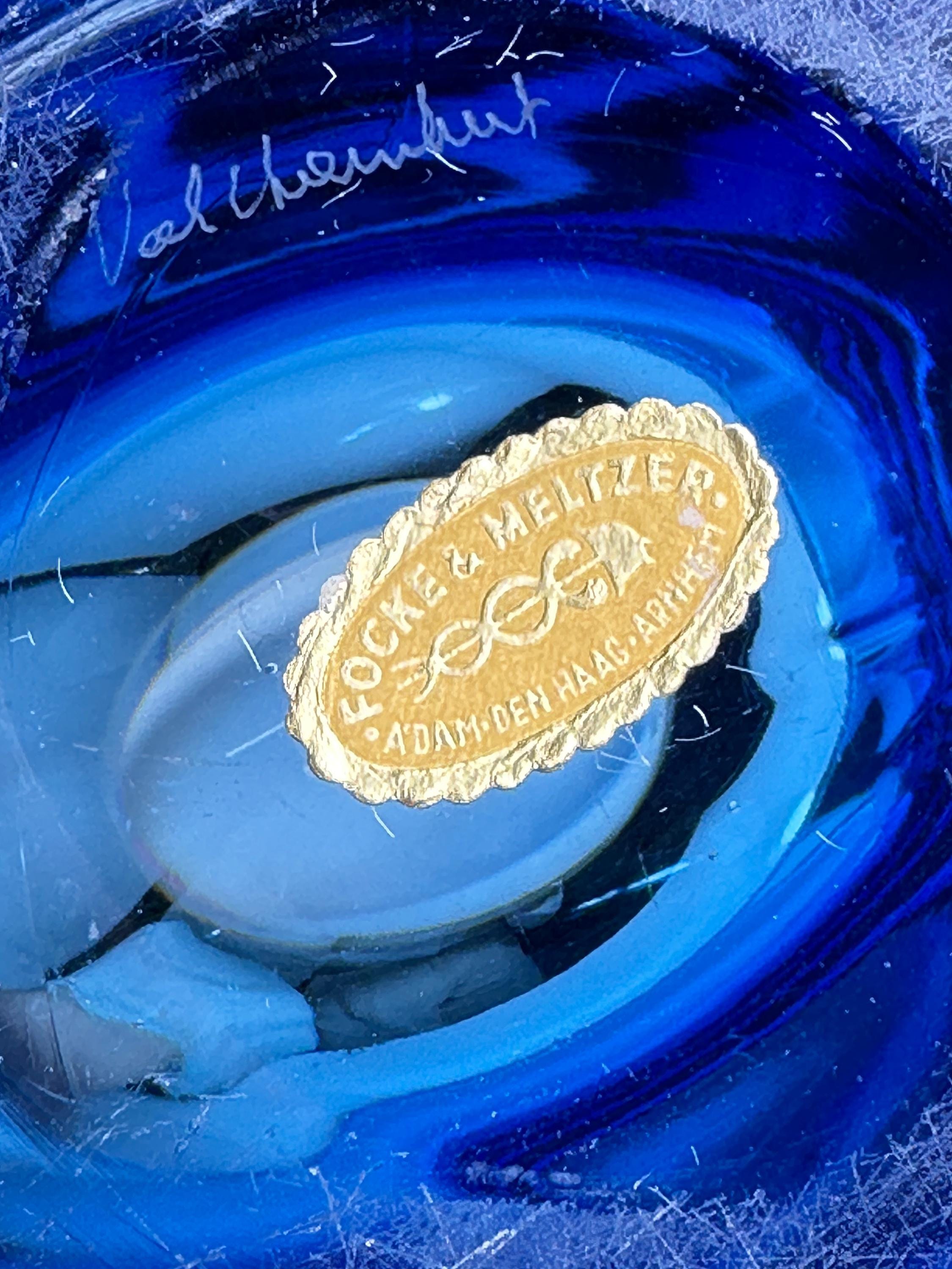 Focke & Meltzer Amsterdam große Kristallglasschale in Blau
