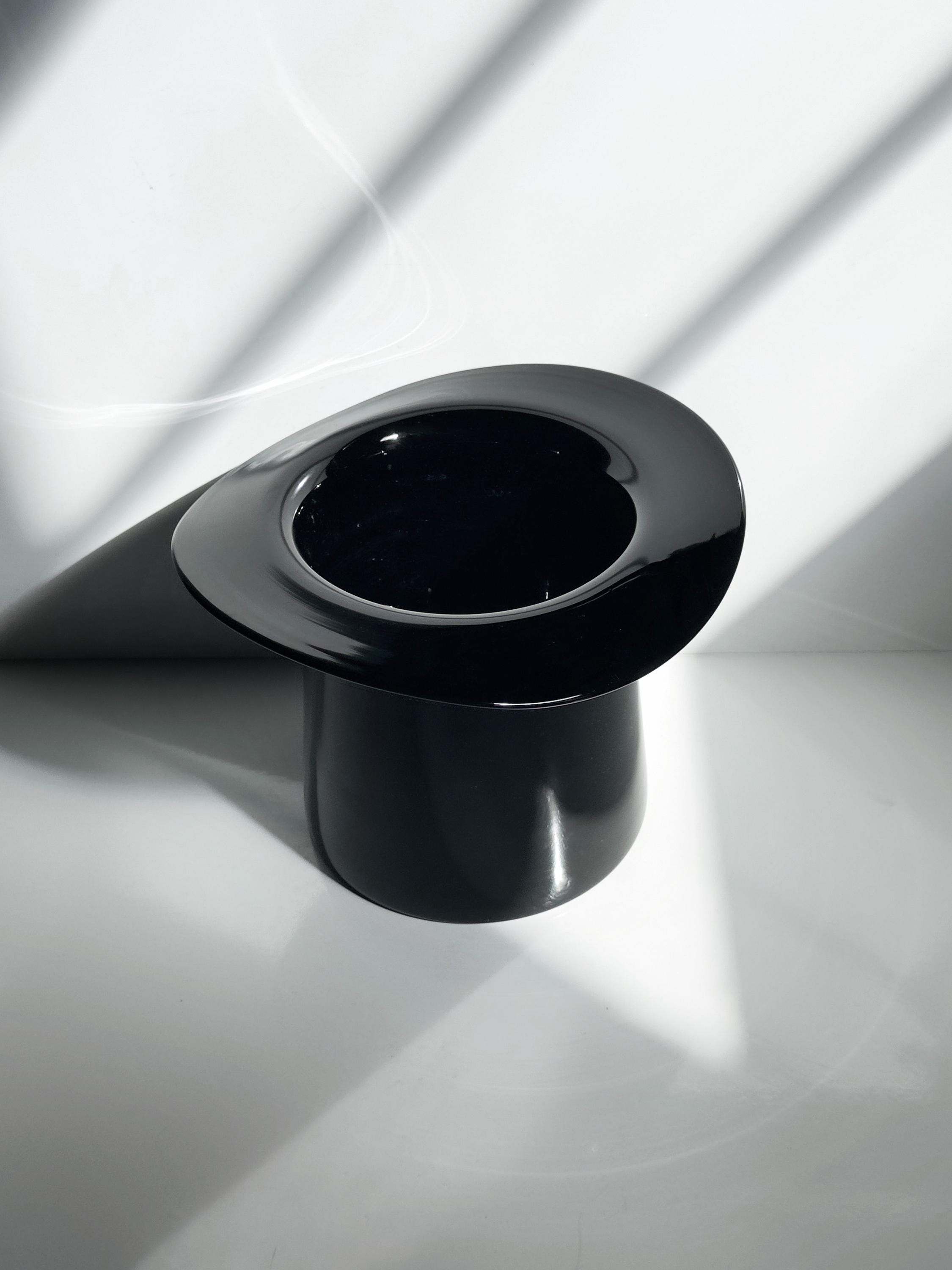 Vintage schwarze Glasvase in Zylinderform