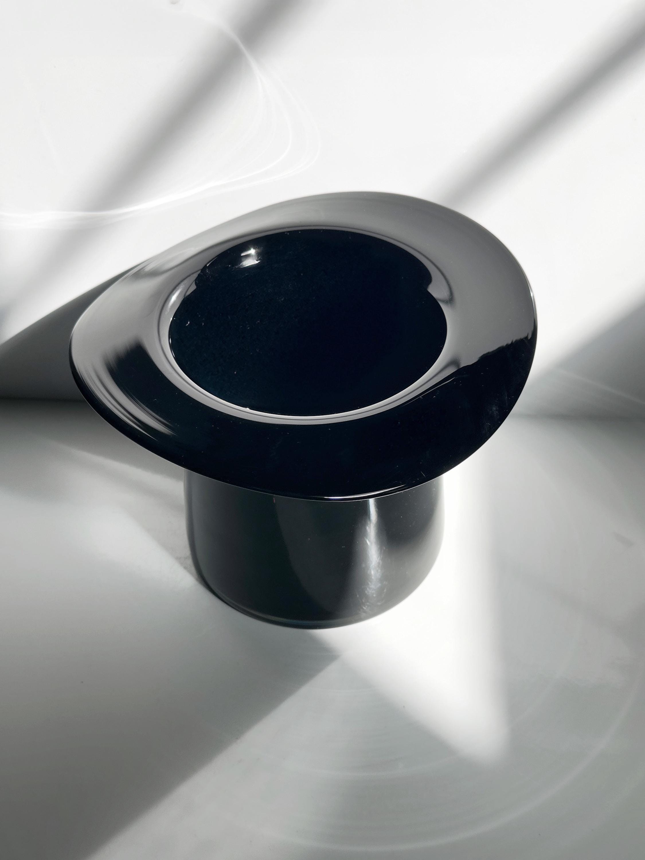 Vintage schwarze Glasvase in Zylinderform