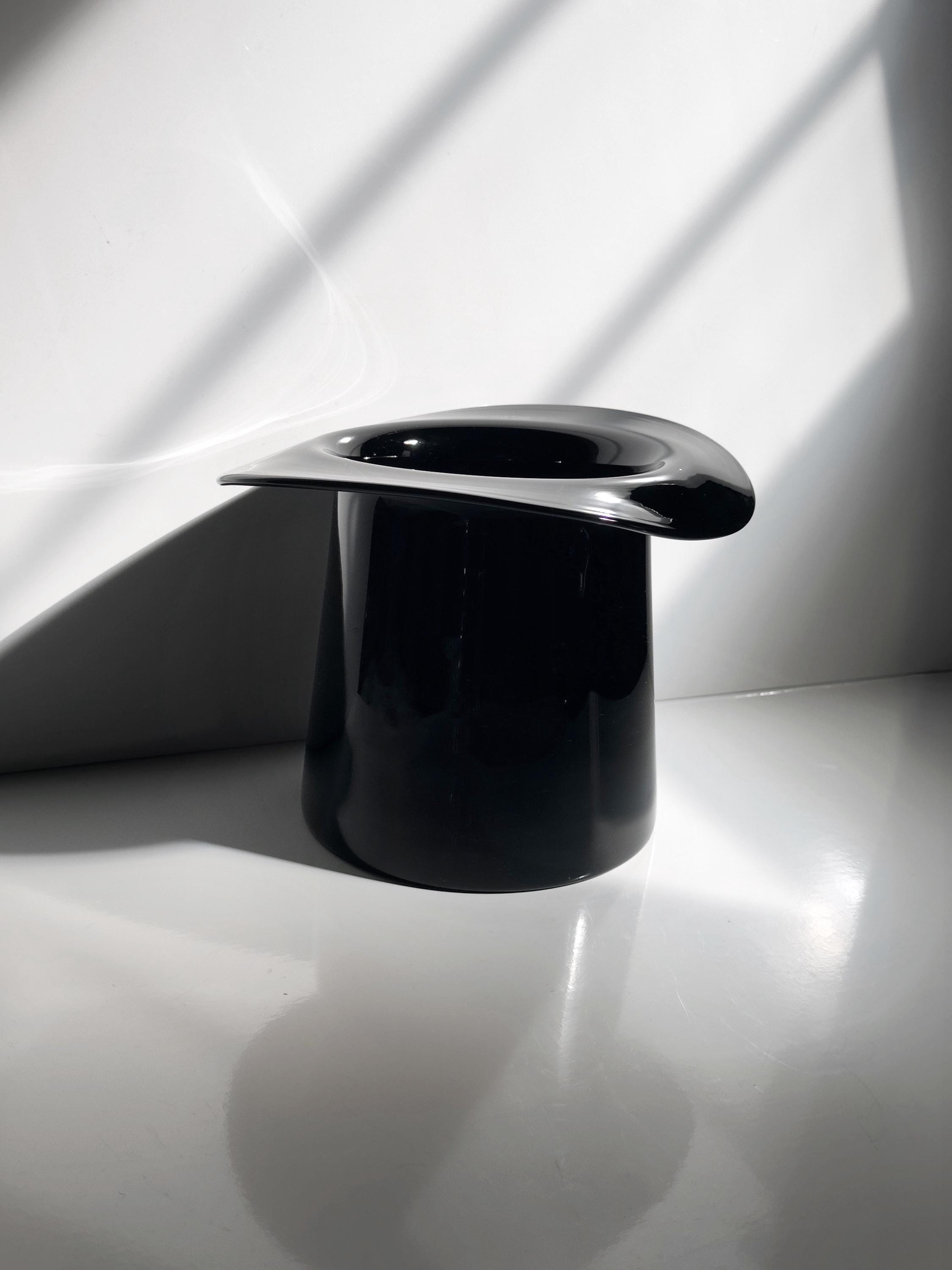 Vintage schwarze Glasvase in Zylinderform