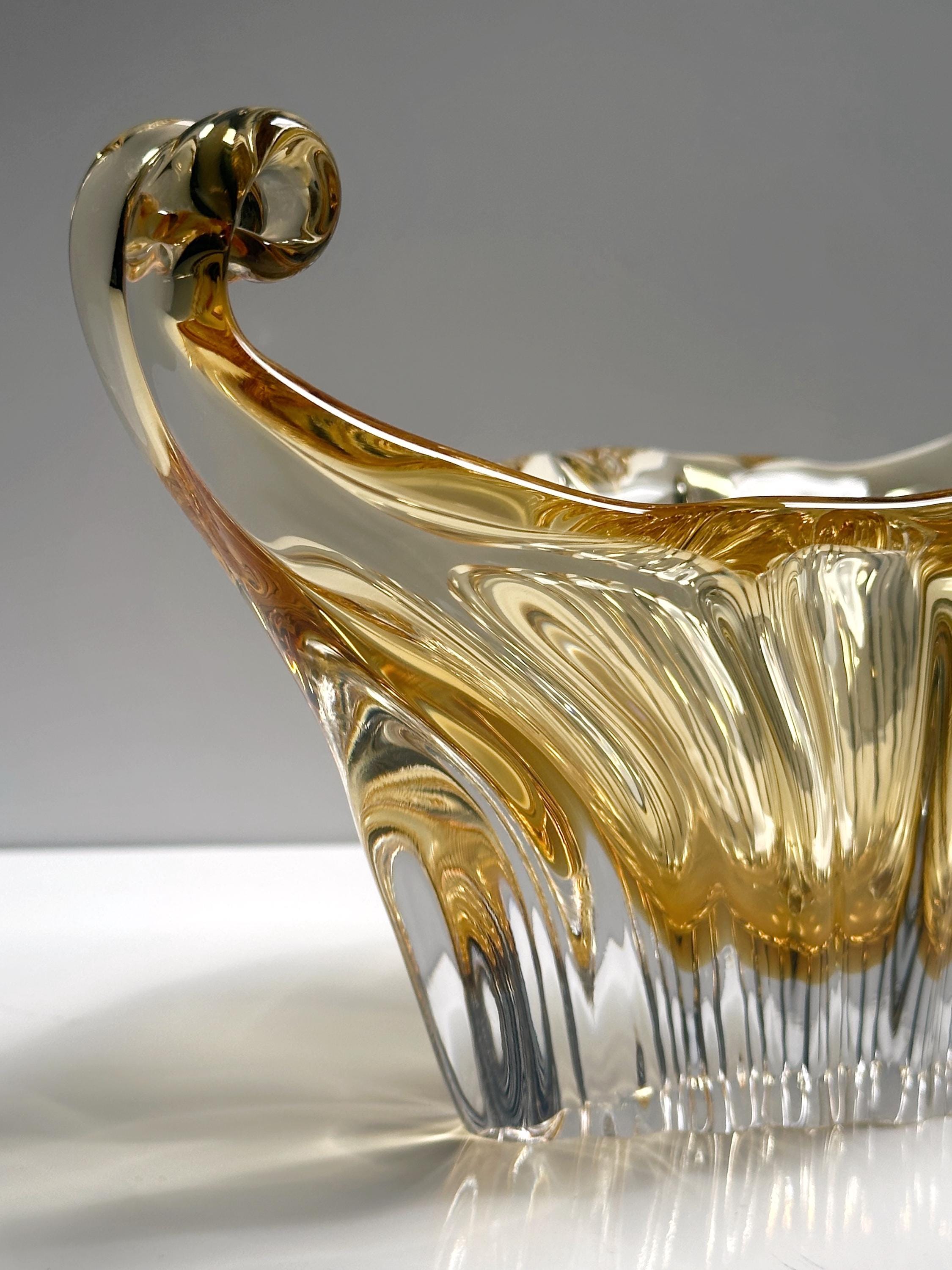 Vintage italienische Glasschale in Champagnergold, 1960er