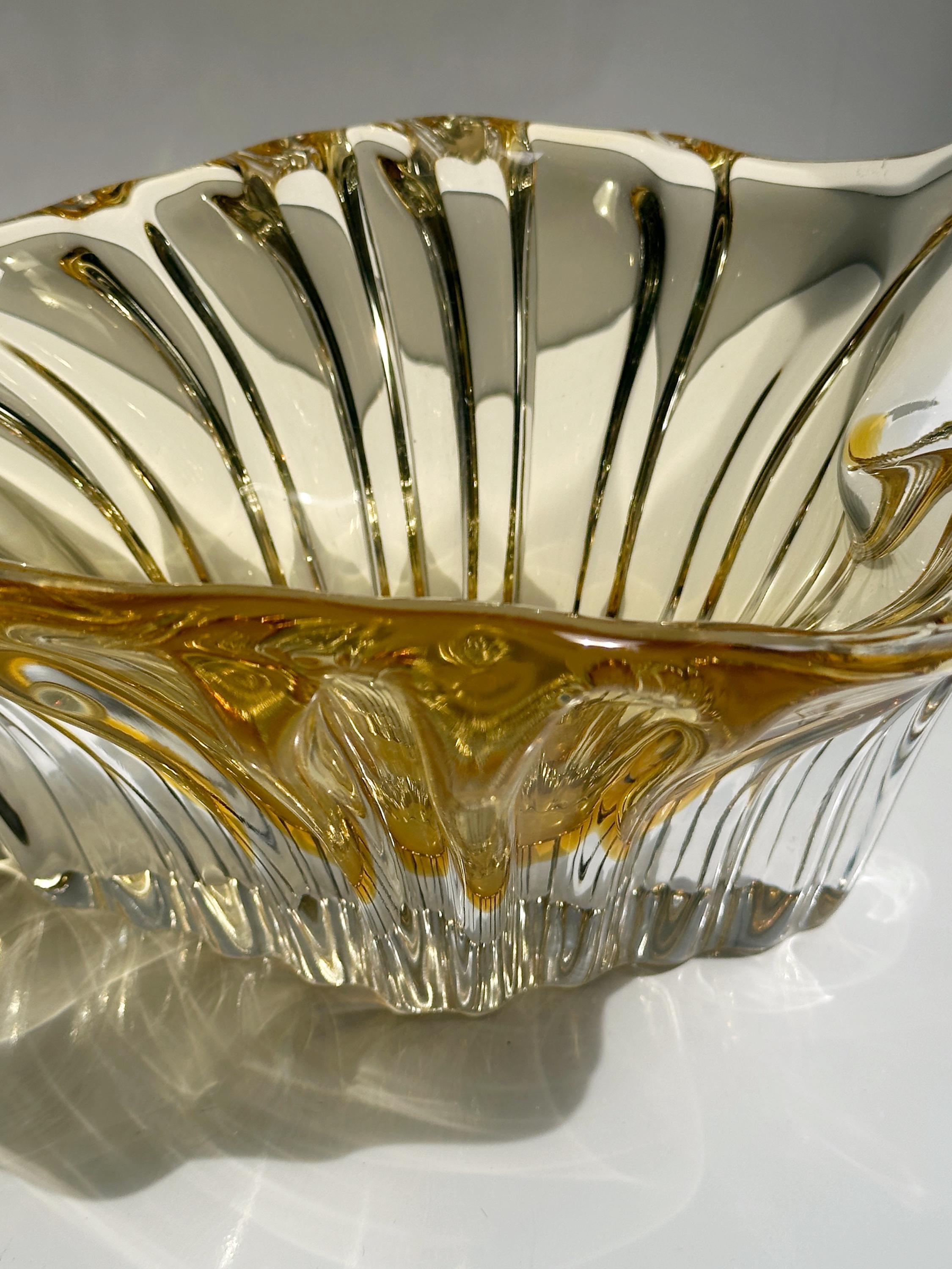Vintage italienische Glasschale in Champagnergold, 1960er