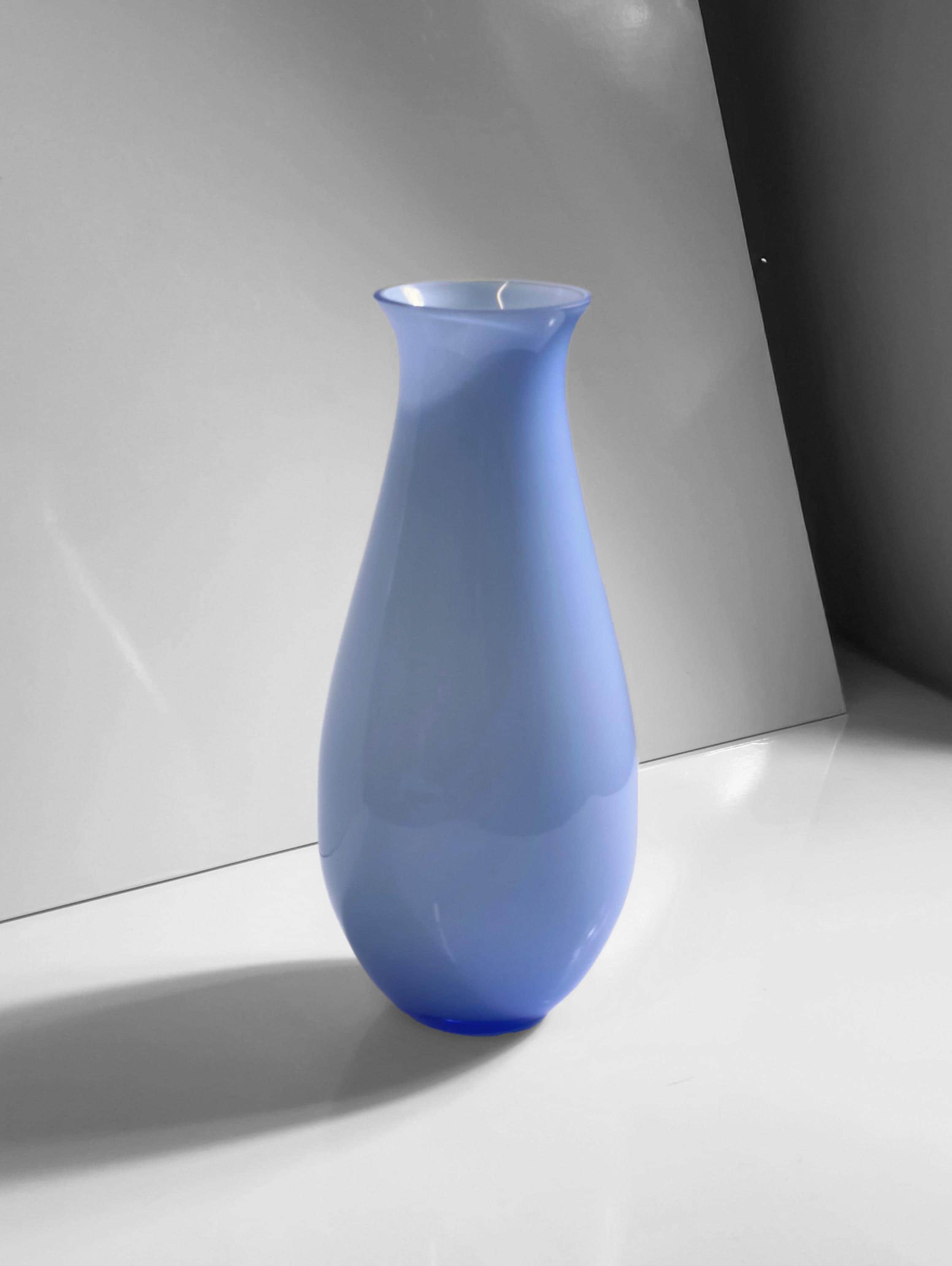 Vintage Murano Opalglas Vase in Pastellblau, Italien 1970er
