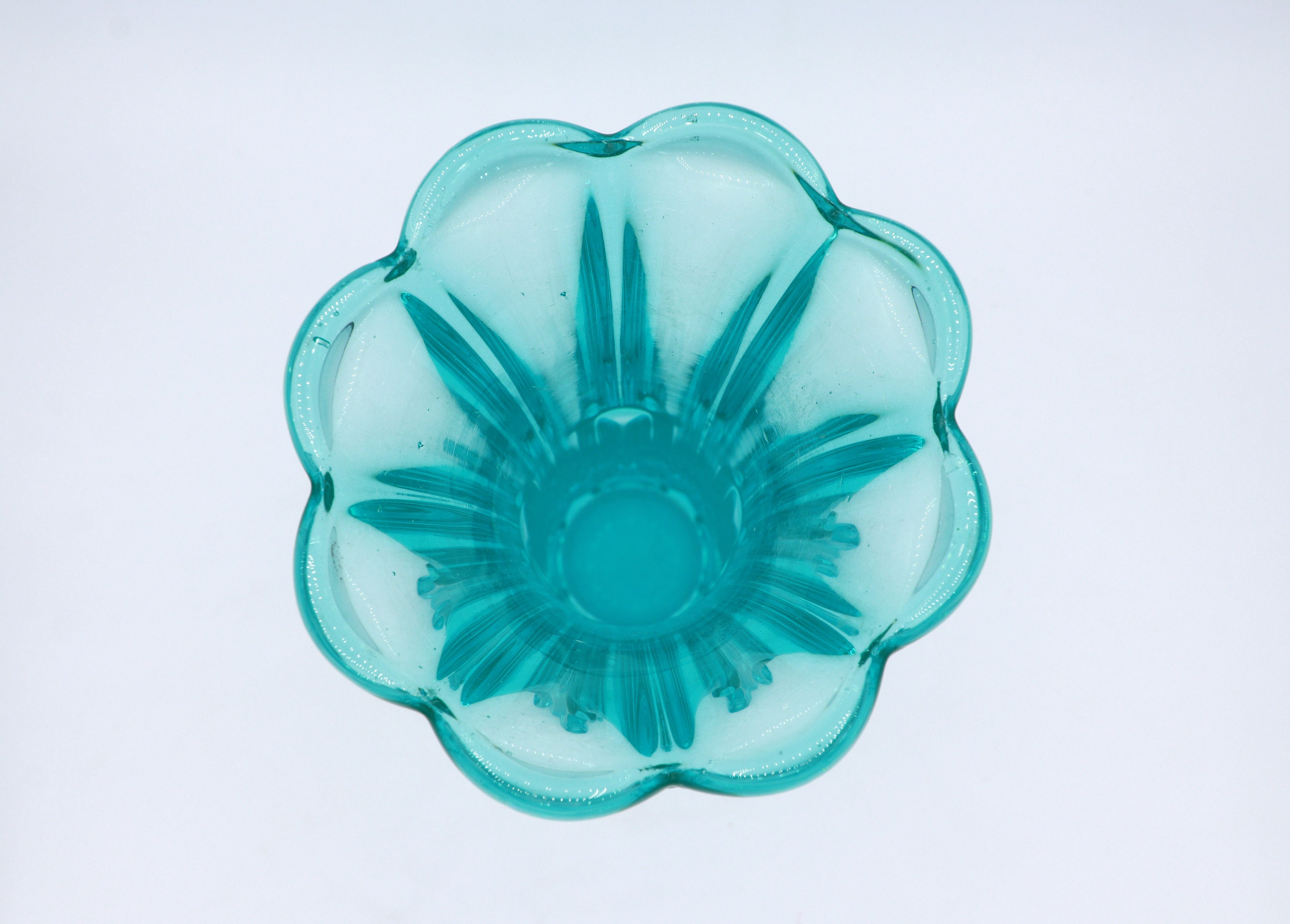 Rudolf Schröter Glasvase für Rudolfova Huť, Türkis, 1958