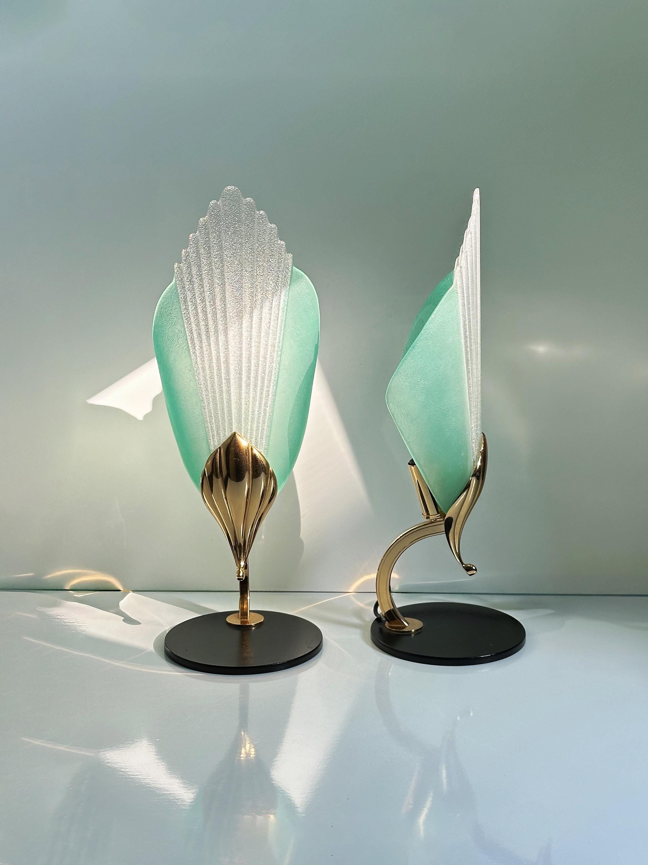 Paar Vintage Murano Glas Tischlampen