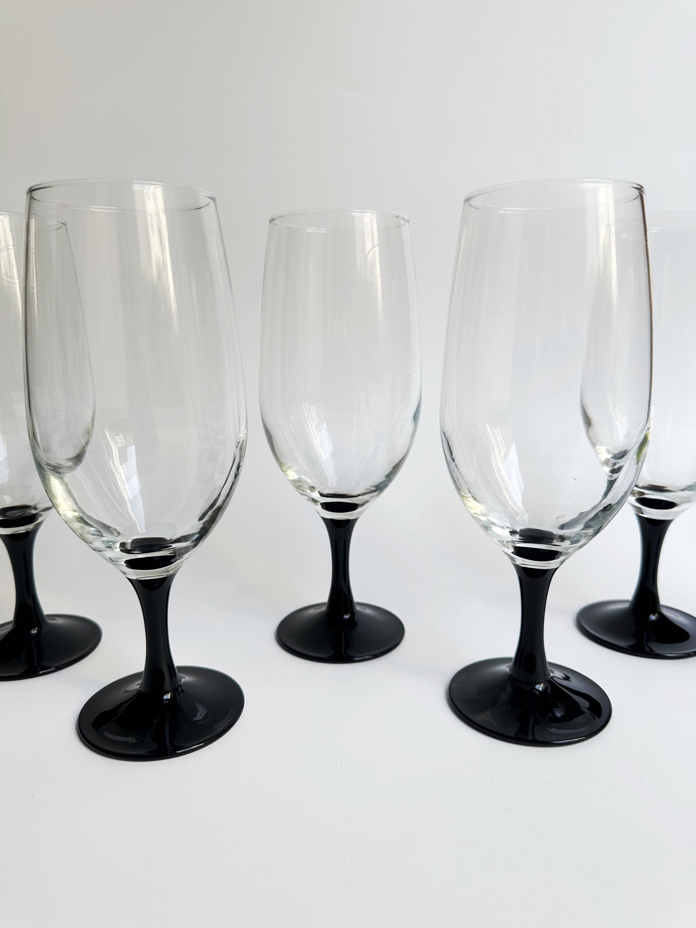 6 Luminarc „Domino“ Longdrink- & Biergläser mit schwarzem