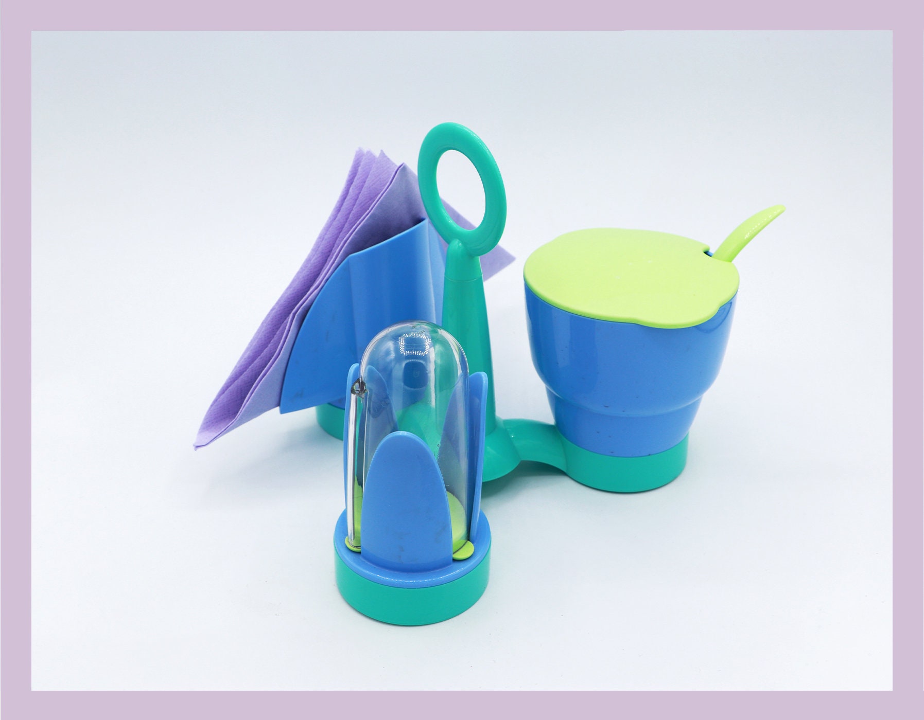 Vintage Tupperware Menage in Pastell, Postmodern 1990er