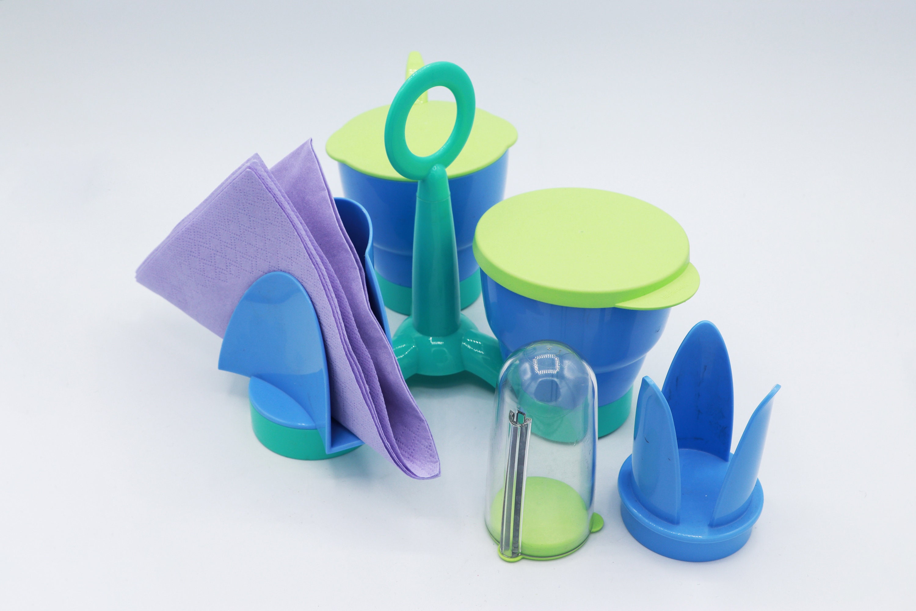 Vintage Tupperware Menage in Pastell, Postmodern 1990er