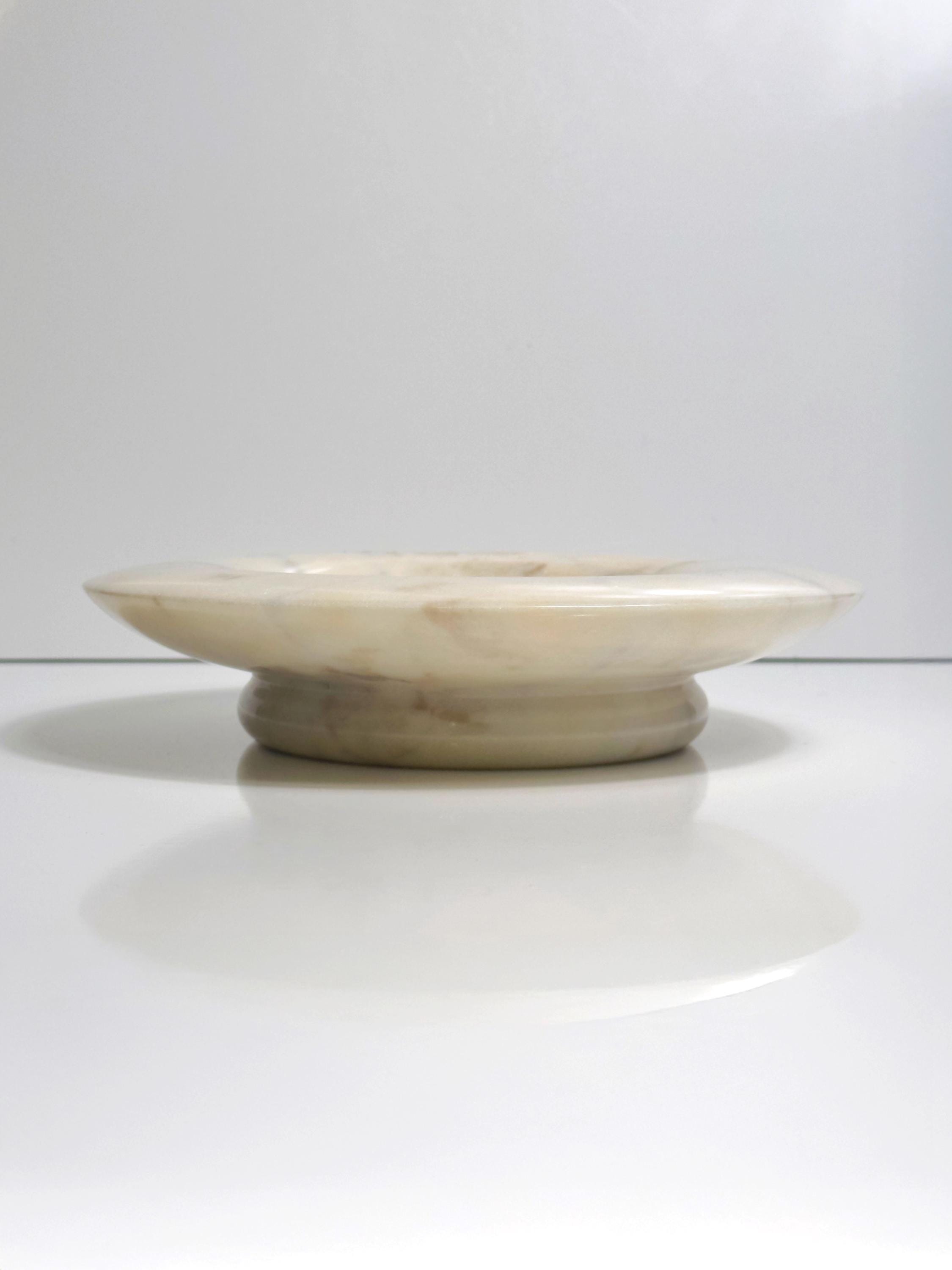 Vintage italienische Alabaster-Schale in Beige & Rosé