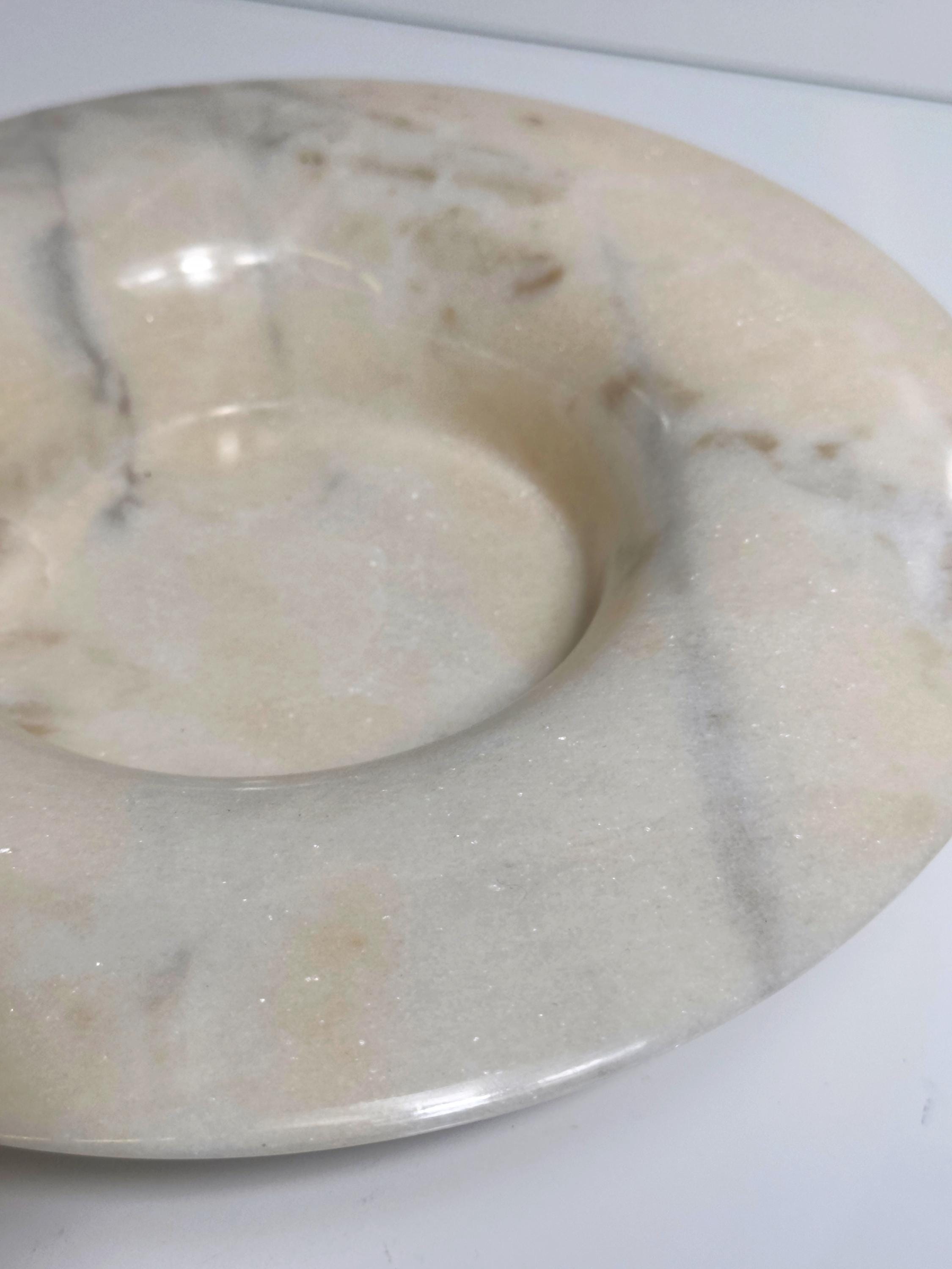 Vintage italienische Alabaster-Schale in Beige & Rosé
