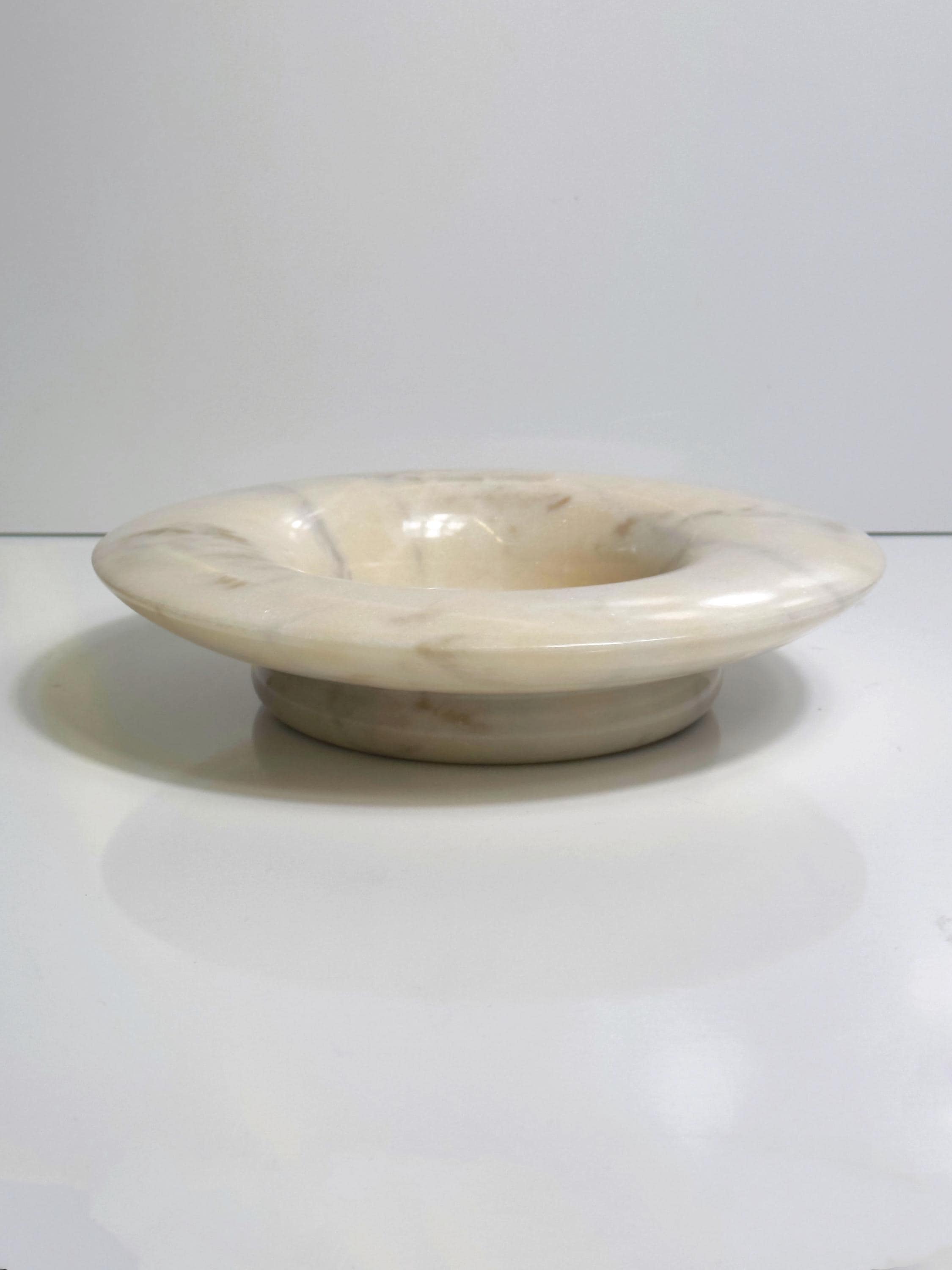 Vintage italienische Alabaster-Schale in Beige & Rosé