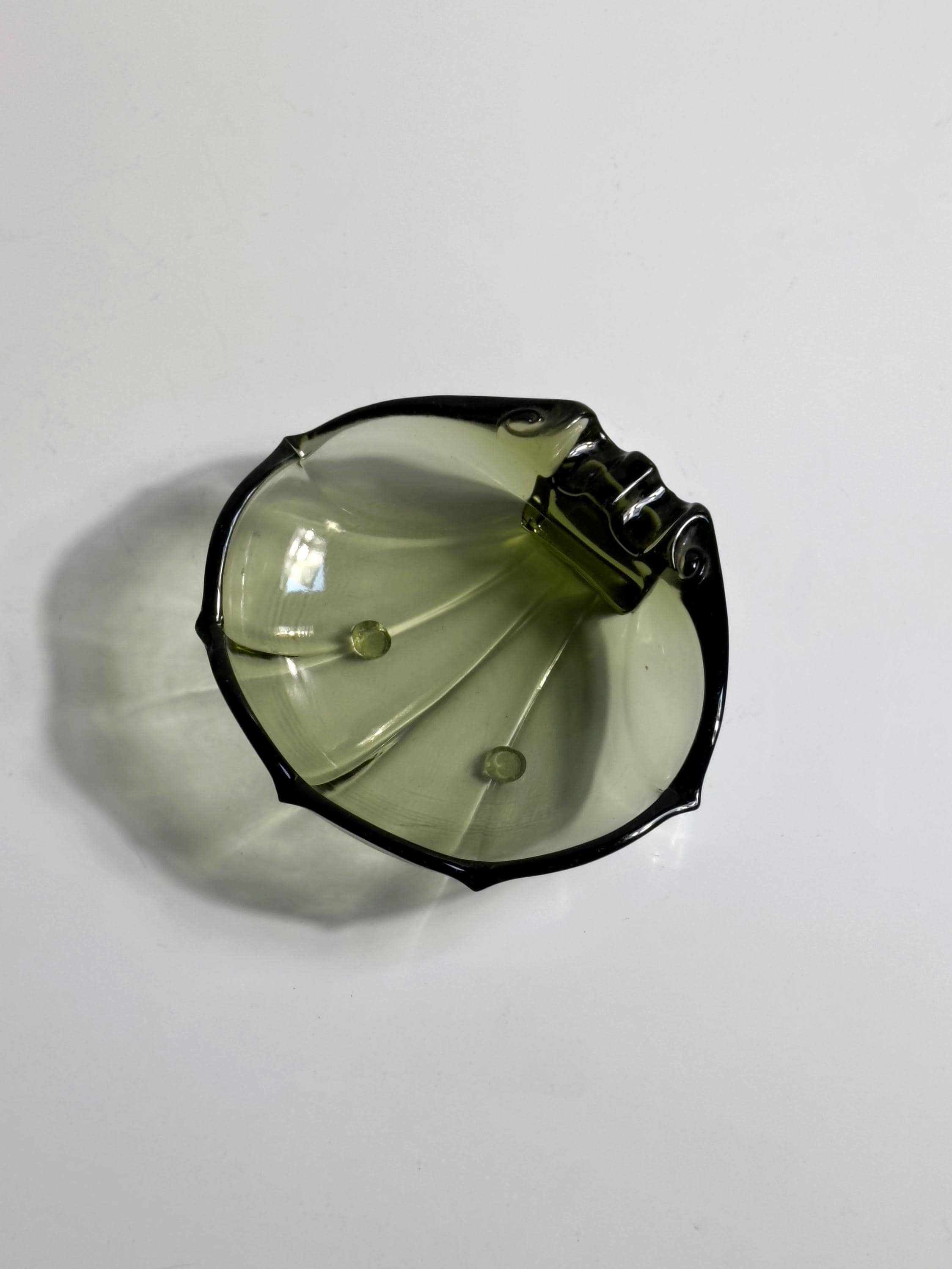 Vintage Muschelschale aus grünlichem Rauchglas, 1970er
