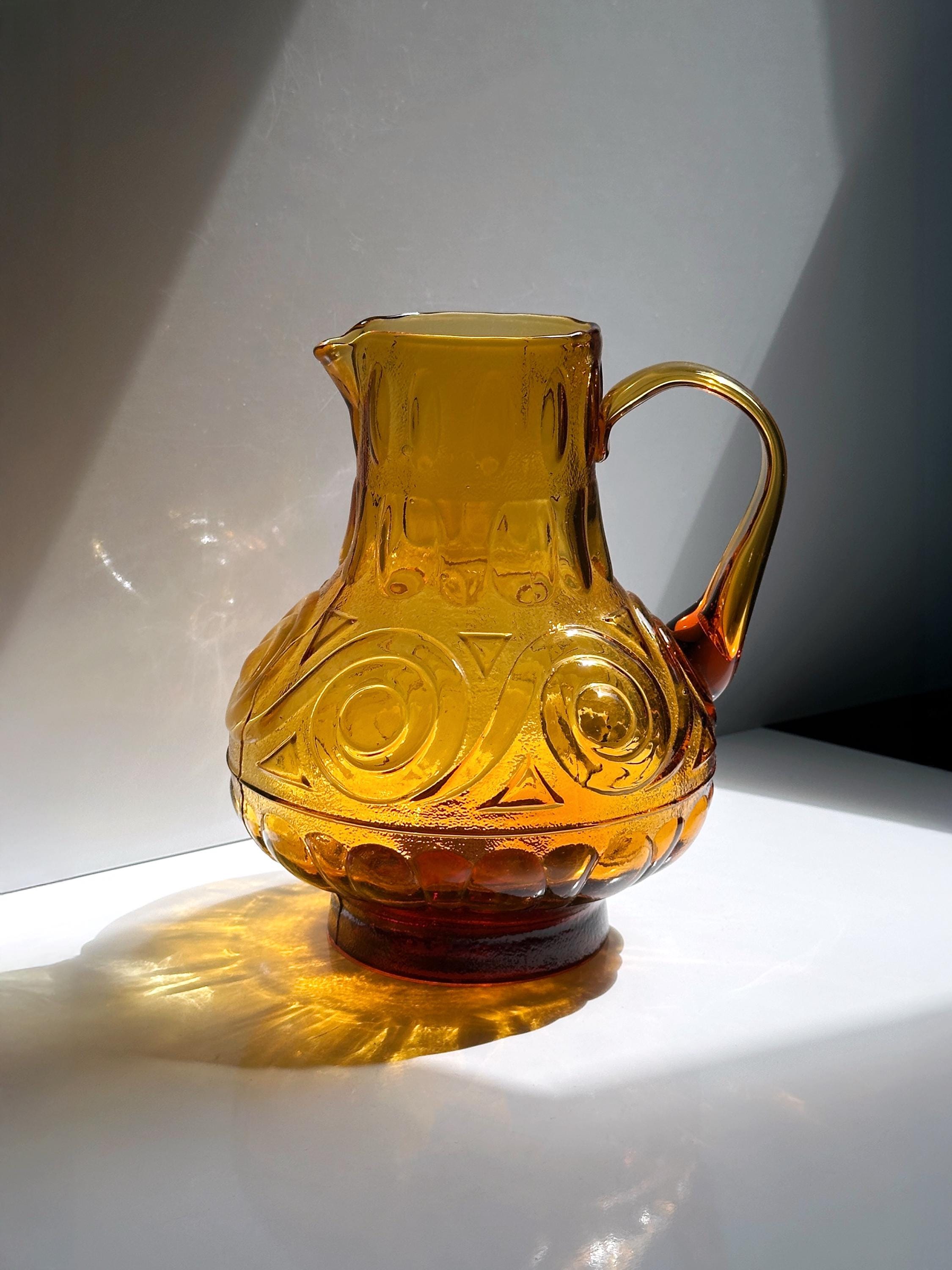 Vintage italienische Karaffe aus bernsteinfarbenem Glas