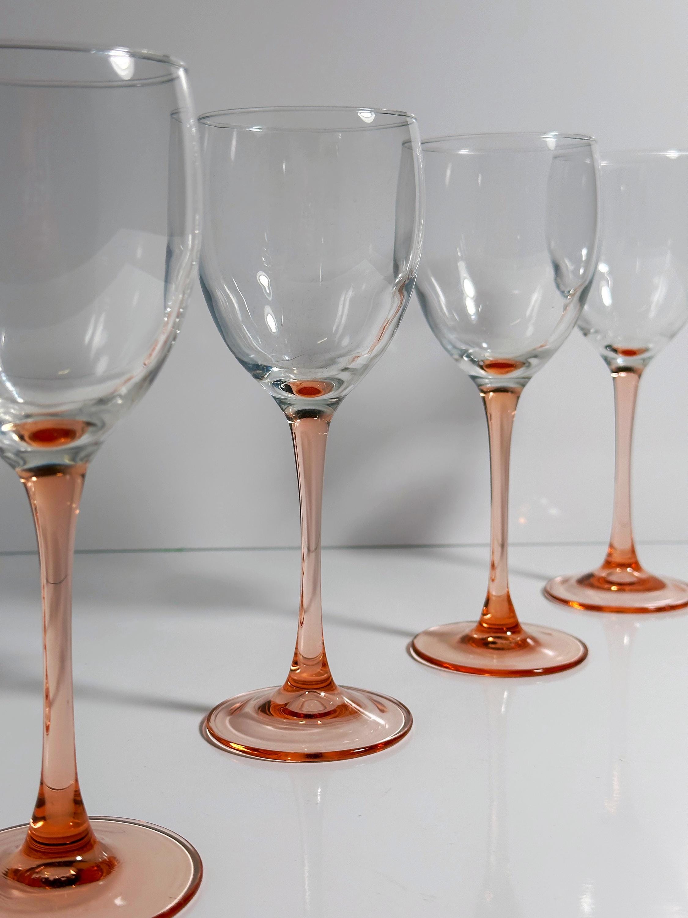 4 Luminarc Rosaline Weingläser mit rosa Stiel