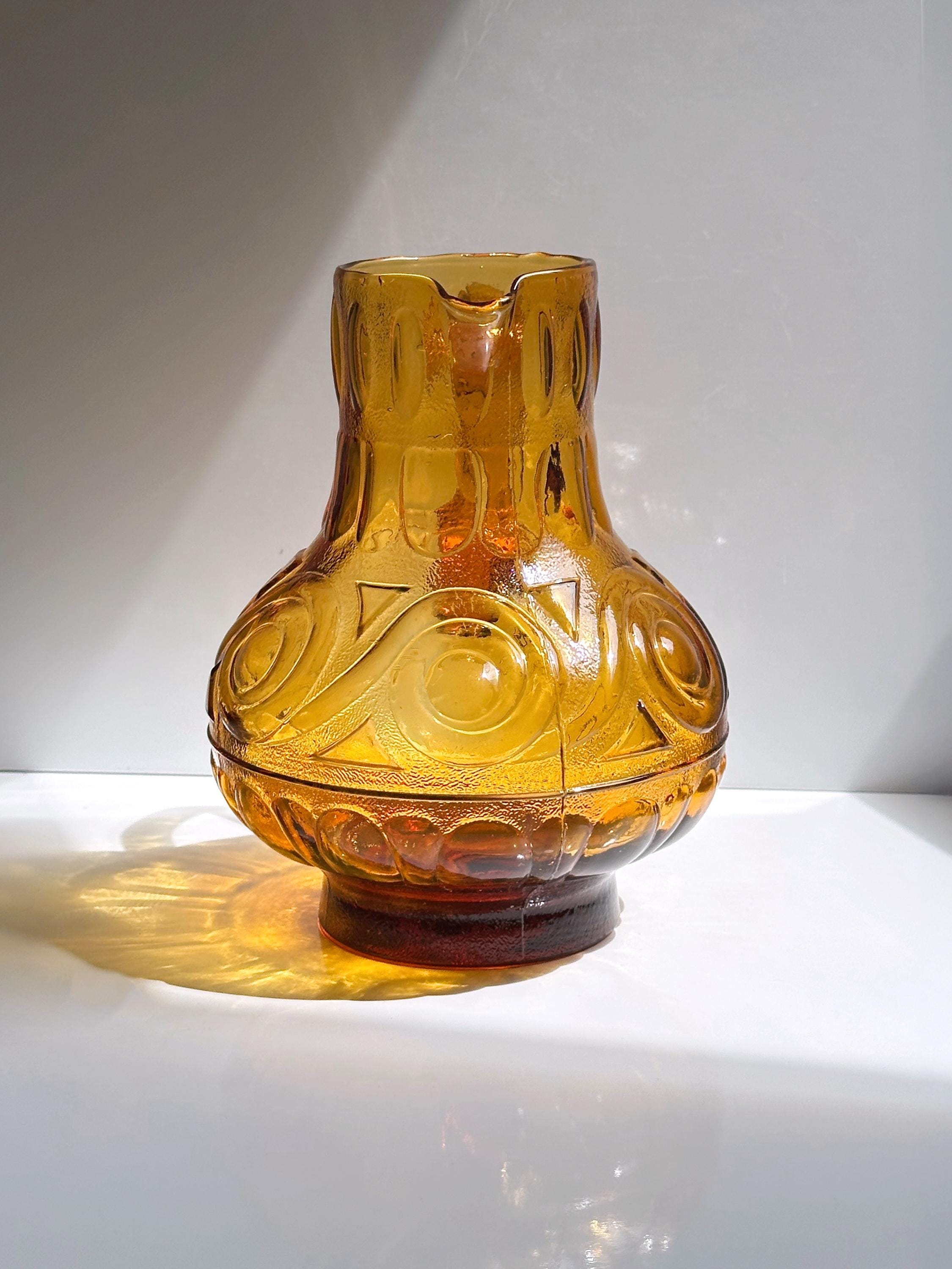 Vintage italienische Karaffe aus bernsteinfarbenem Glas
