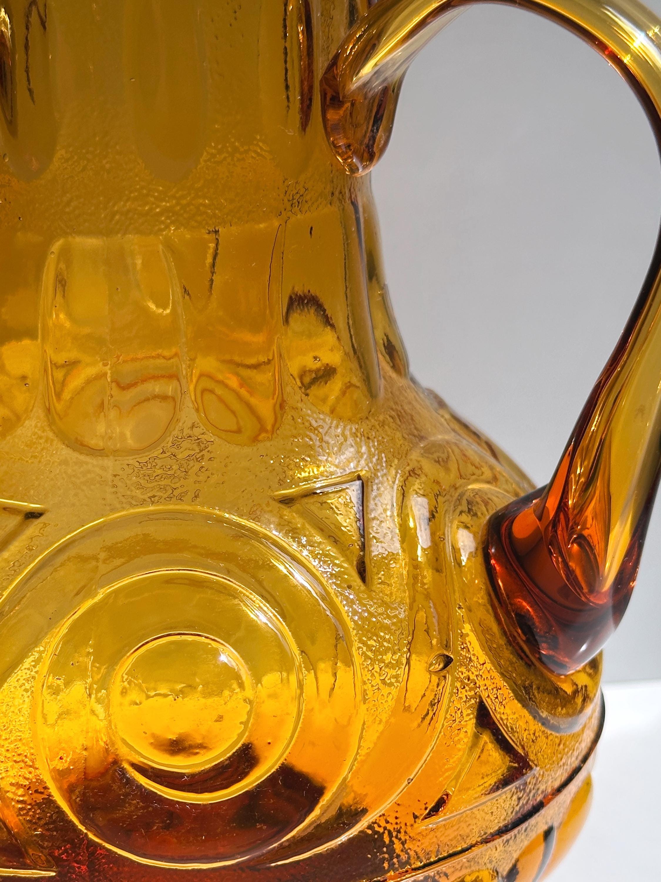 Vintage italienische Karaffe aus bernsteinfarbenem Glas
