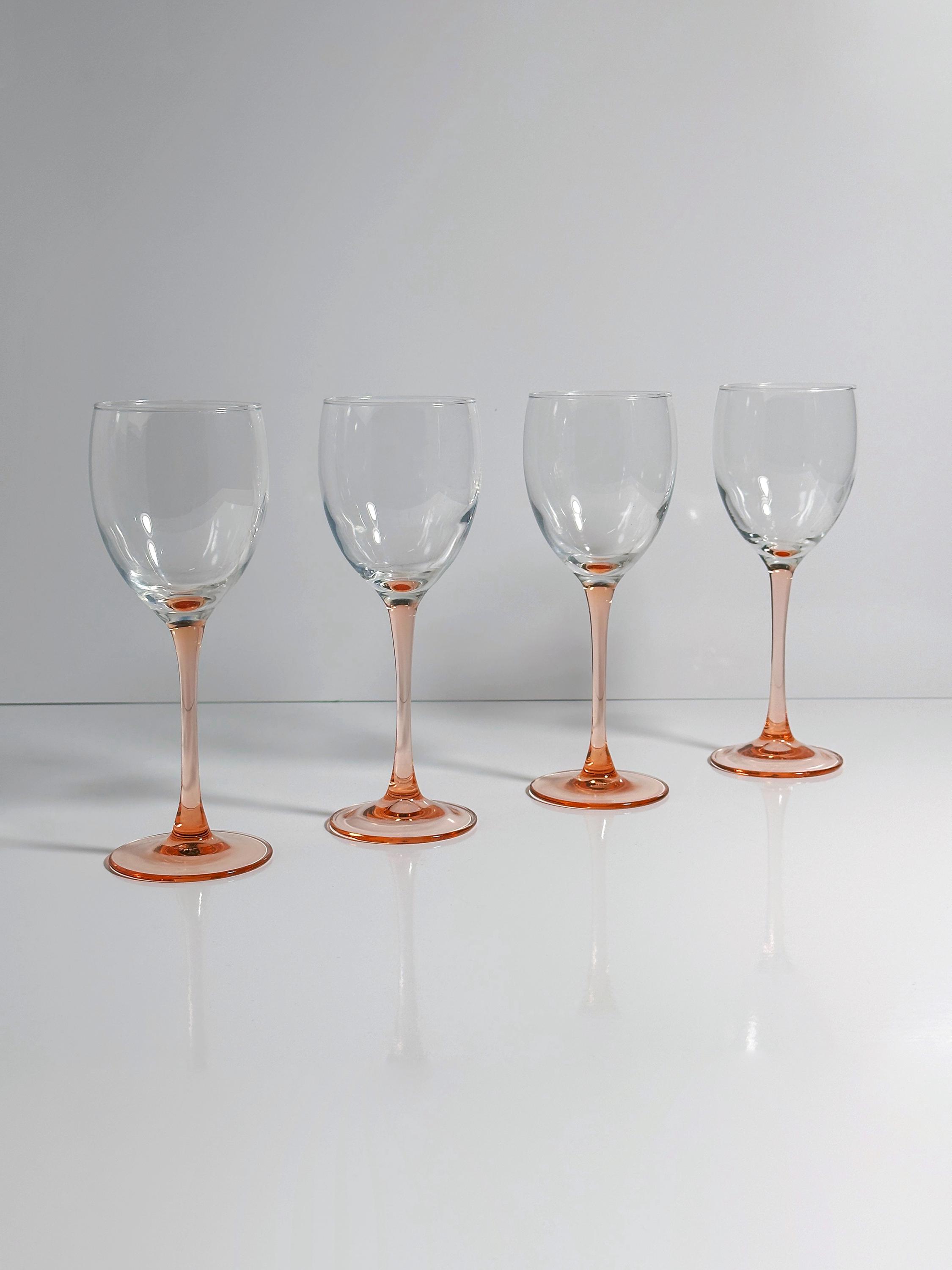 4 Luminarc Rosaline Weingläser mit rosa Stiel
