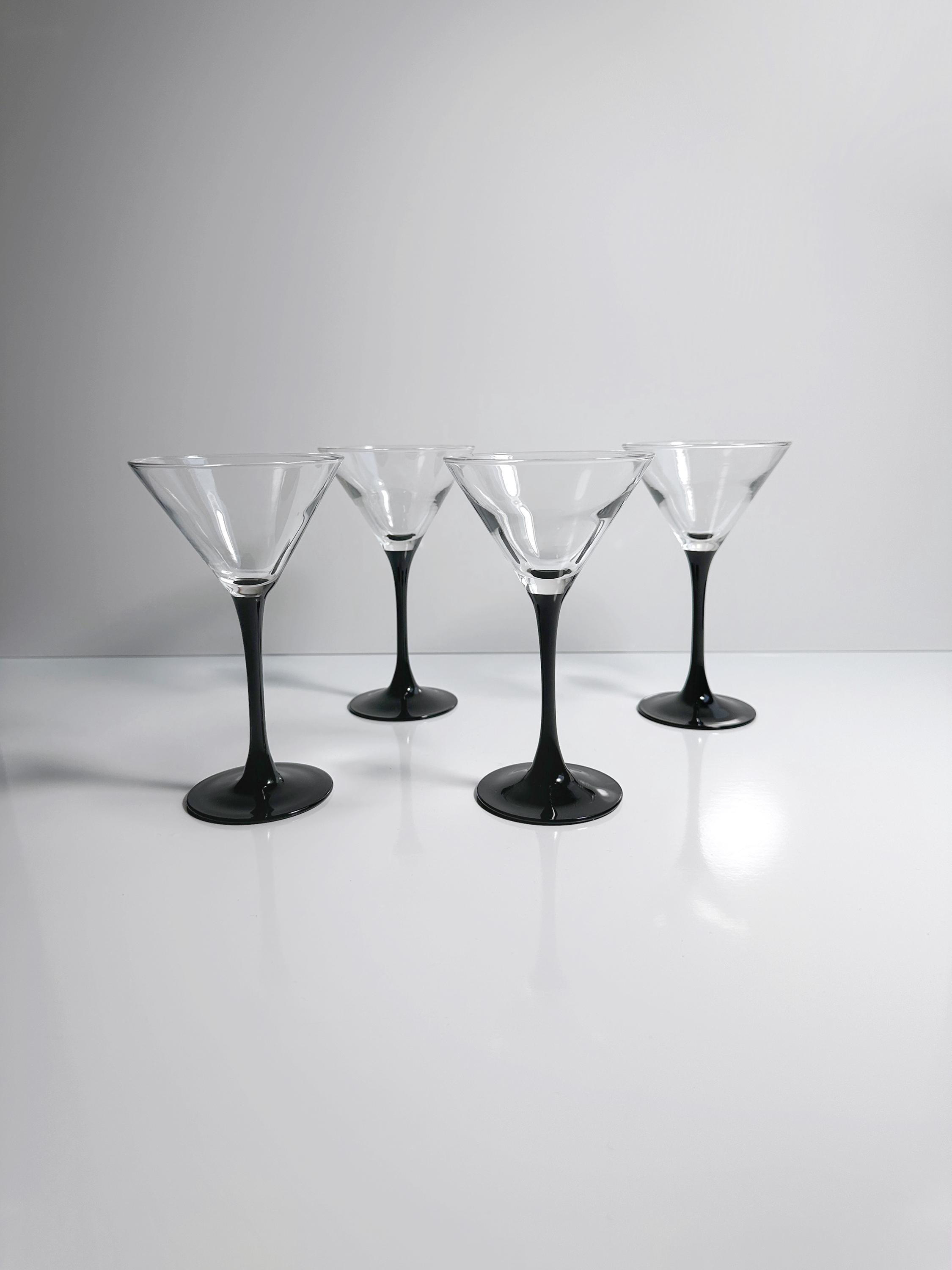 4 Luminarc Domino Martini-Gläser mit schwarzem Stiel