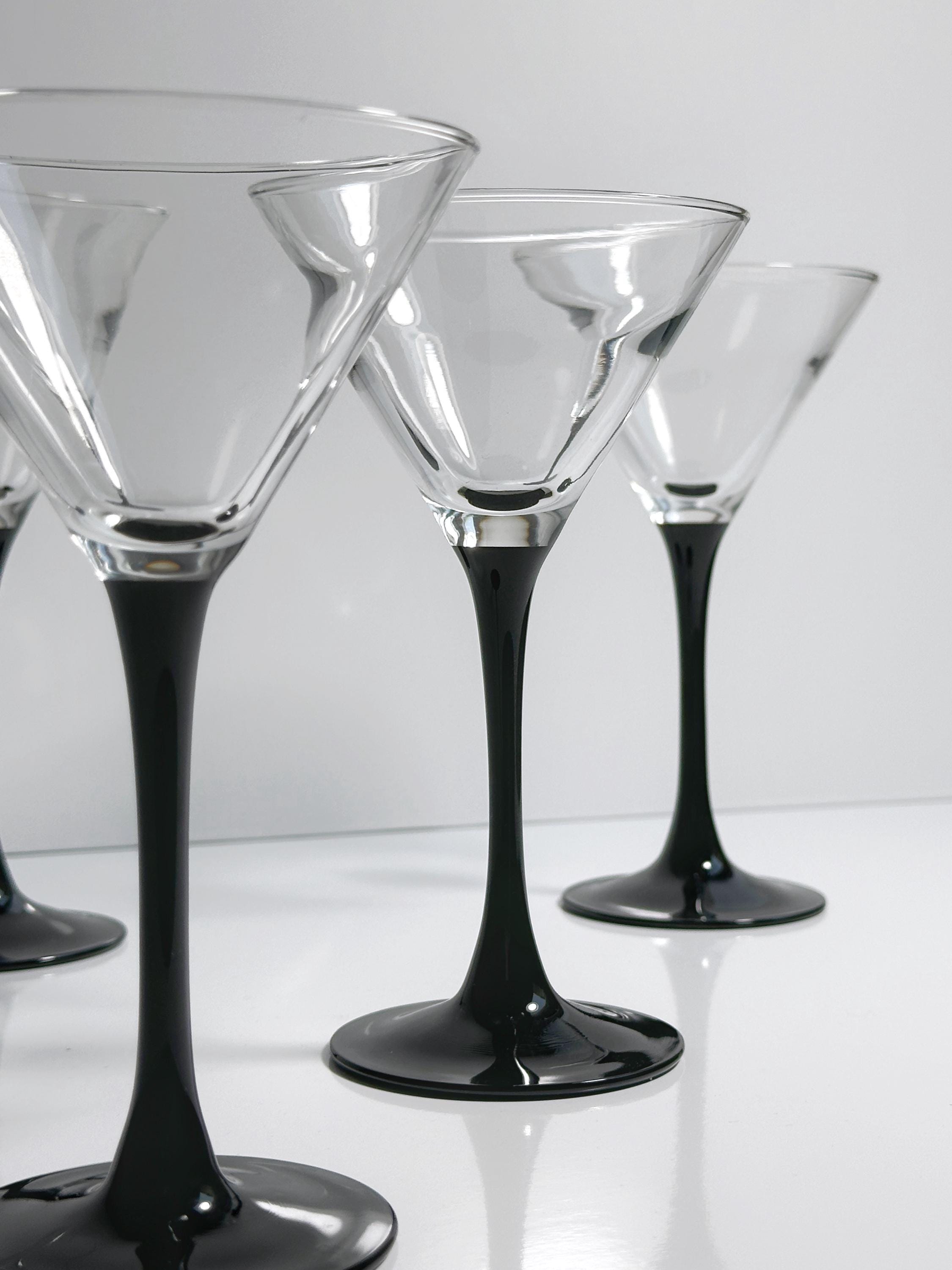 4 Luminarc Domino Martini-Gläser mit schwarzem Stiel