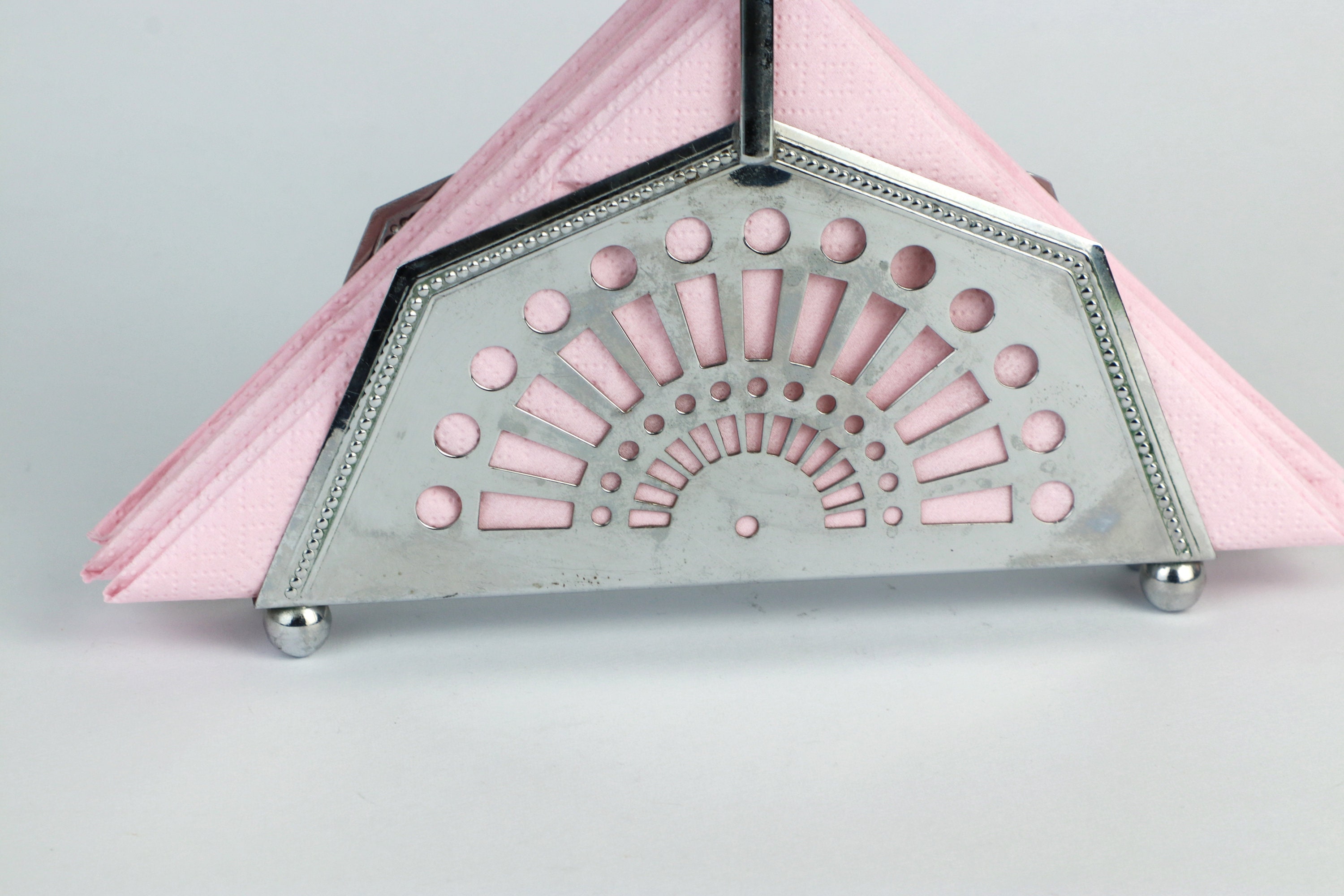 Vintage Serviettenhalter aus Metall, 1980er Art Deco Revival