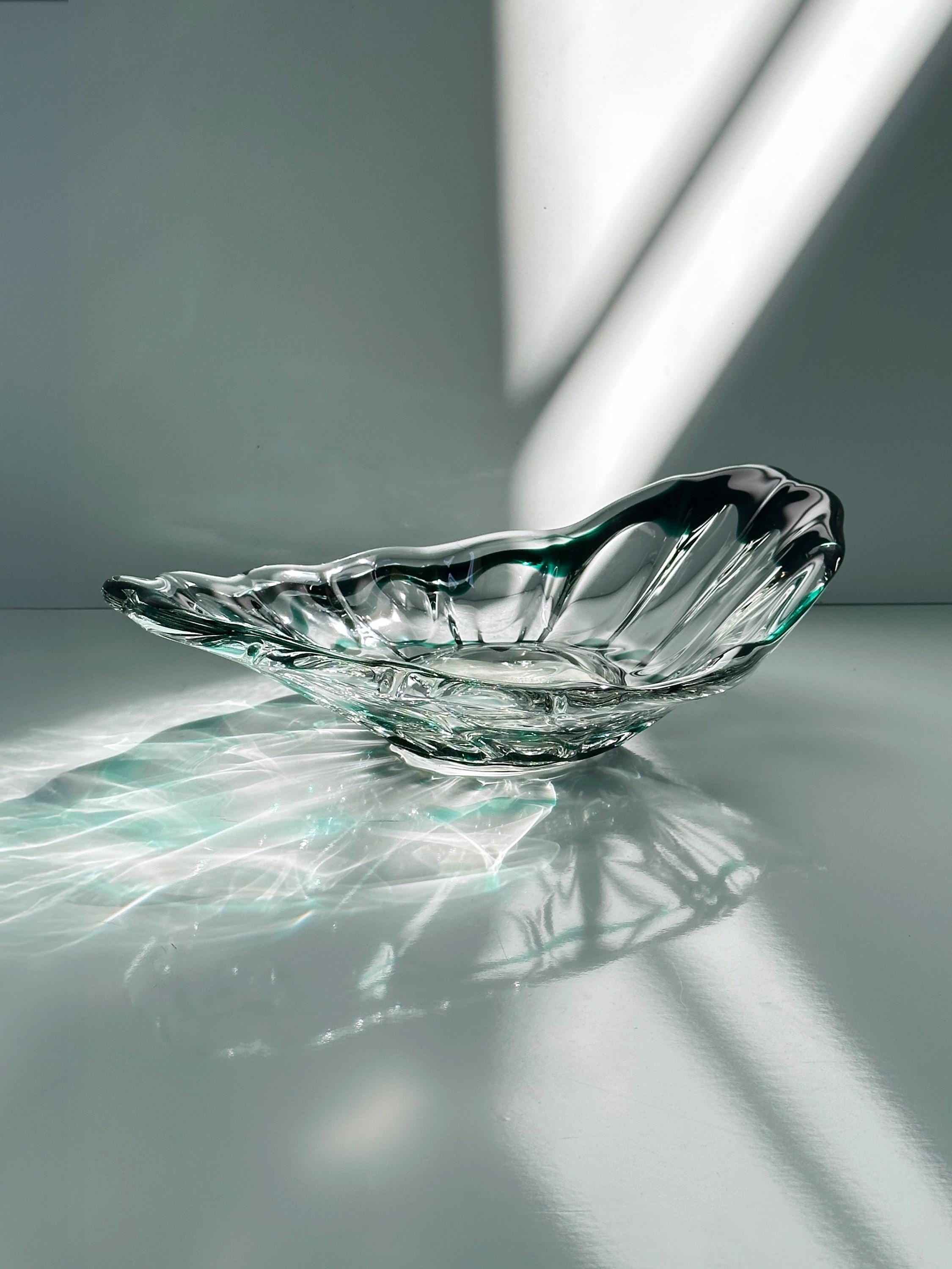 Vintage Murano Glasschale mit grünem Swirl, Italien 1970er