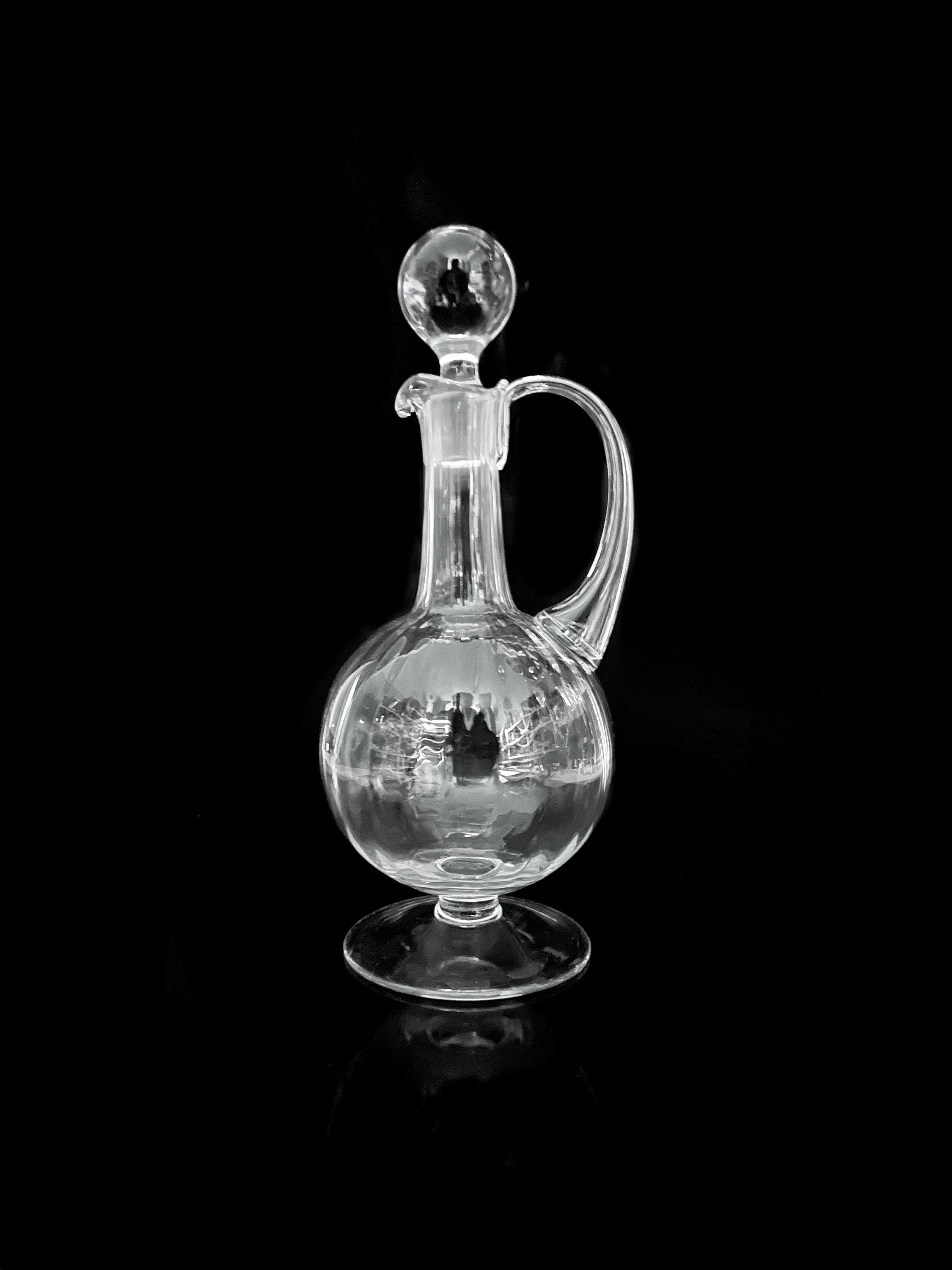 Vintage Mid Century Glas-Karaffe mit Swirl-Dekor