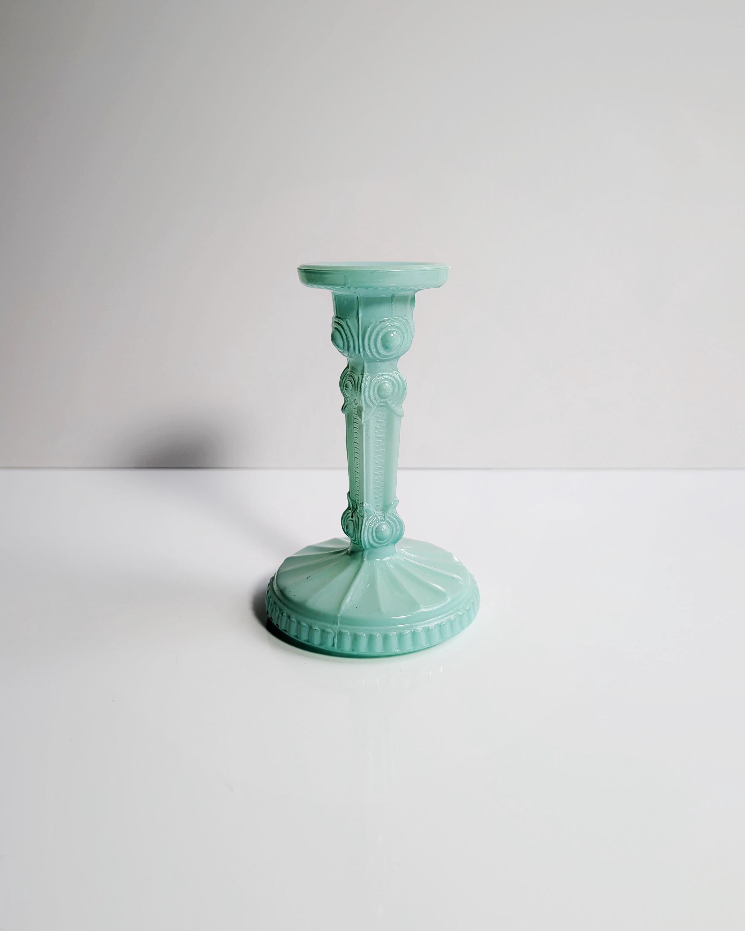 Vintage Glas Kerzenhalter in Mintgrün