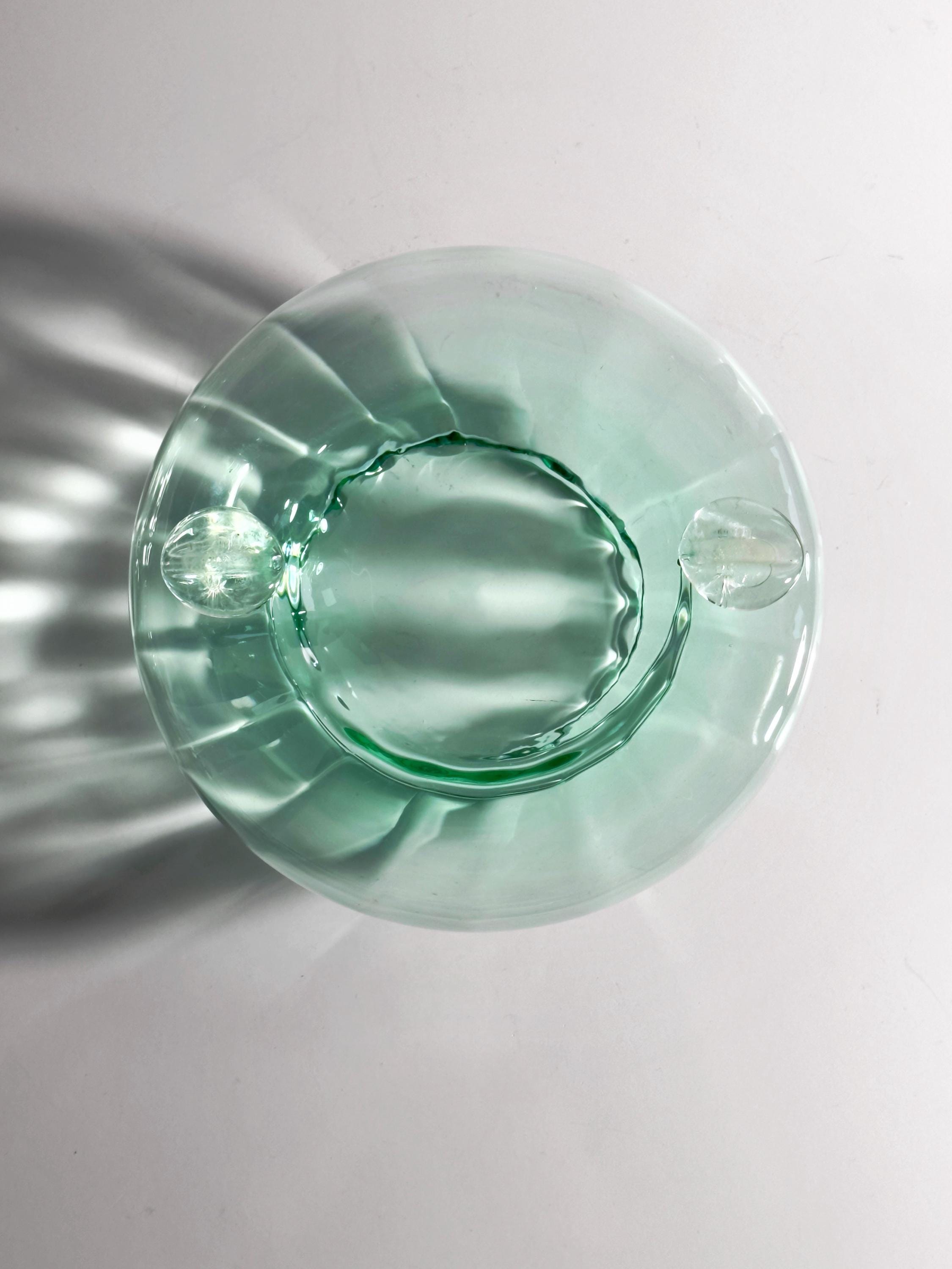 Vintage italienischer Glas-Aschenbecher in Türkisgrün