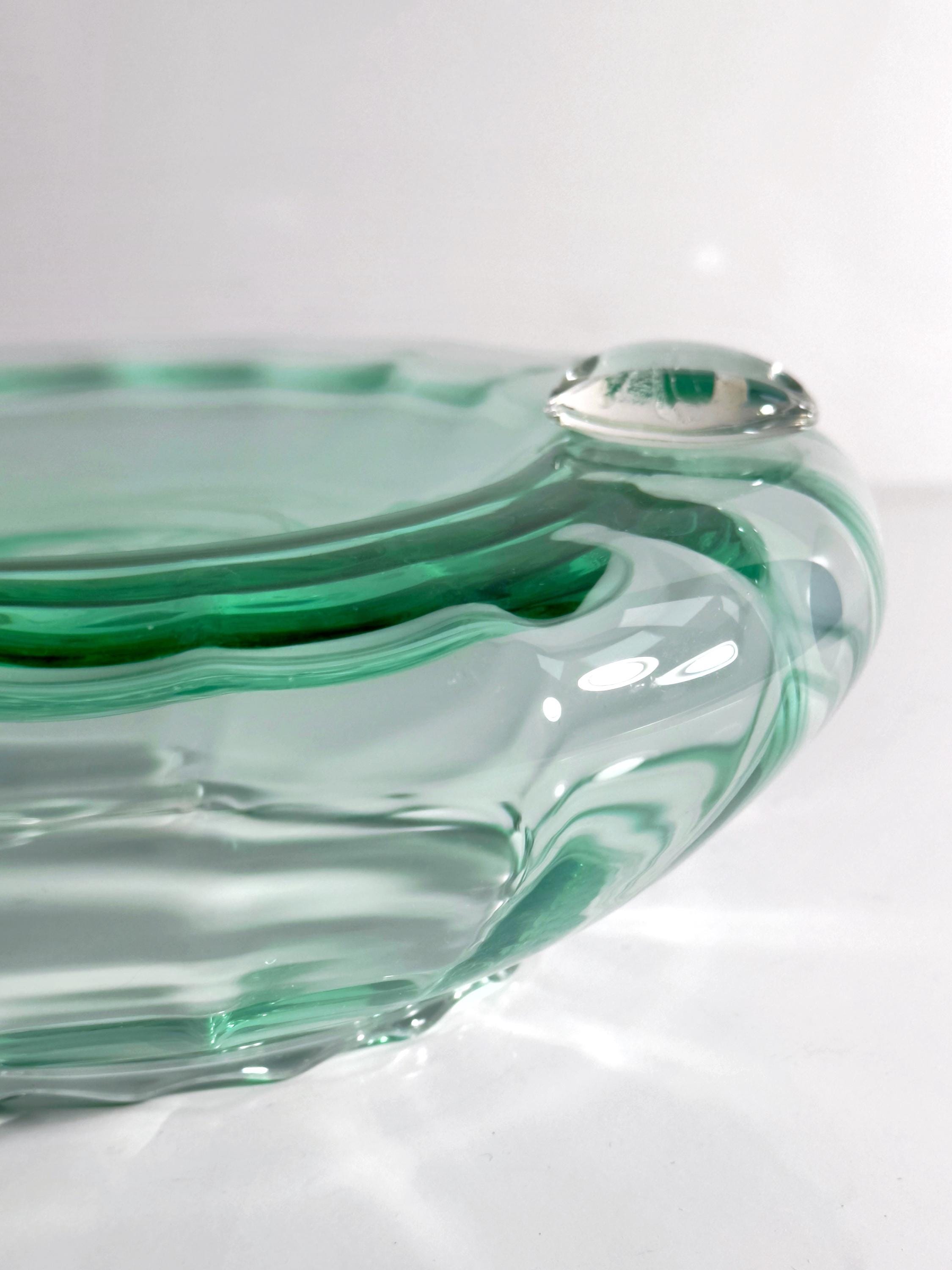Vintage italienischer Glas-Aschenbecher in Türkisgrün