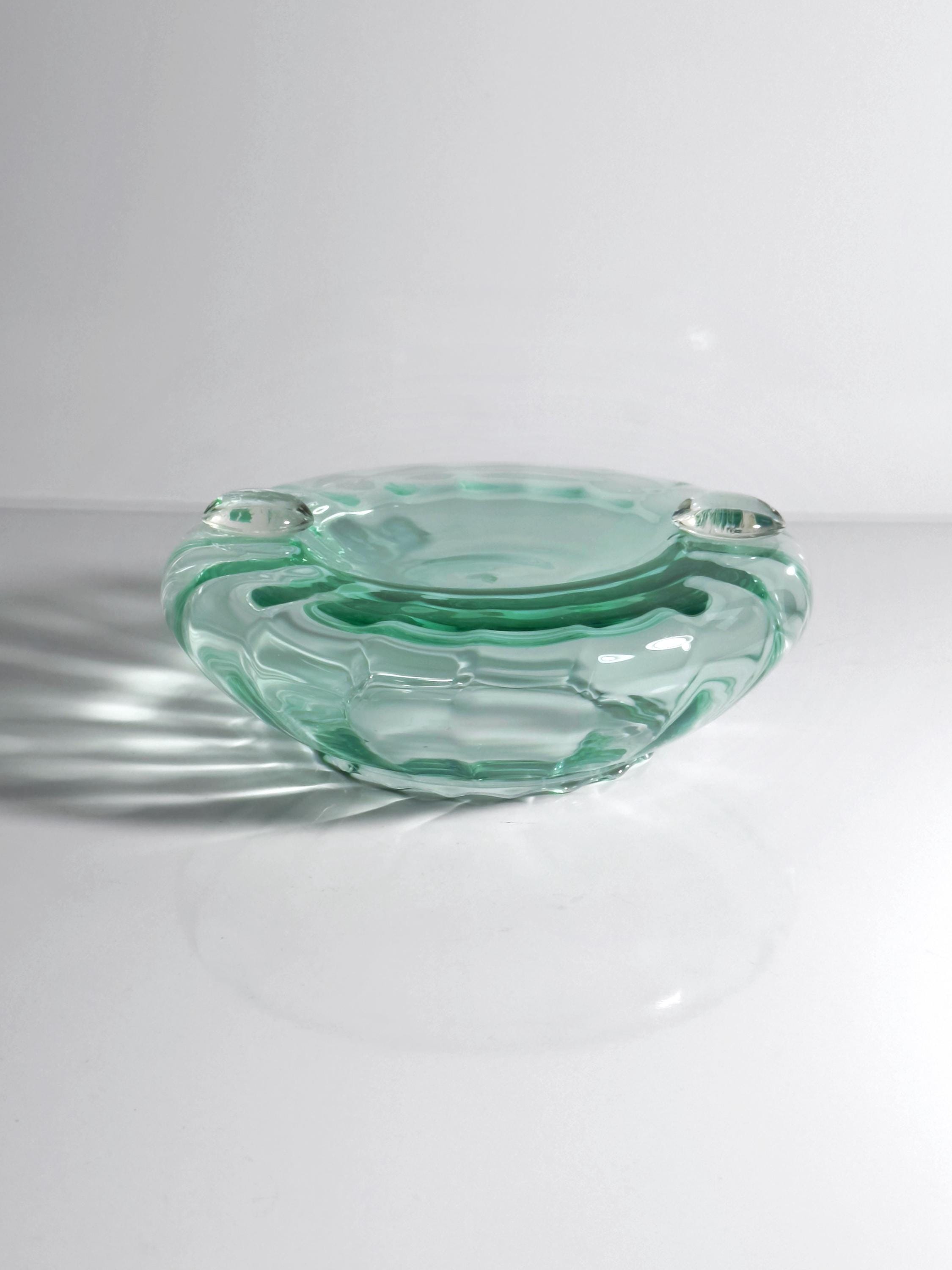 Vintage italienischer Glas-Aschenbecher in Türkisgrün
