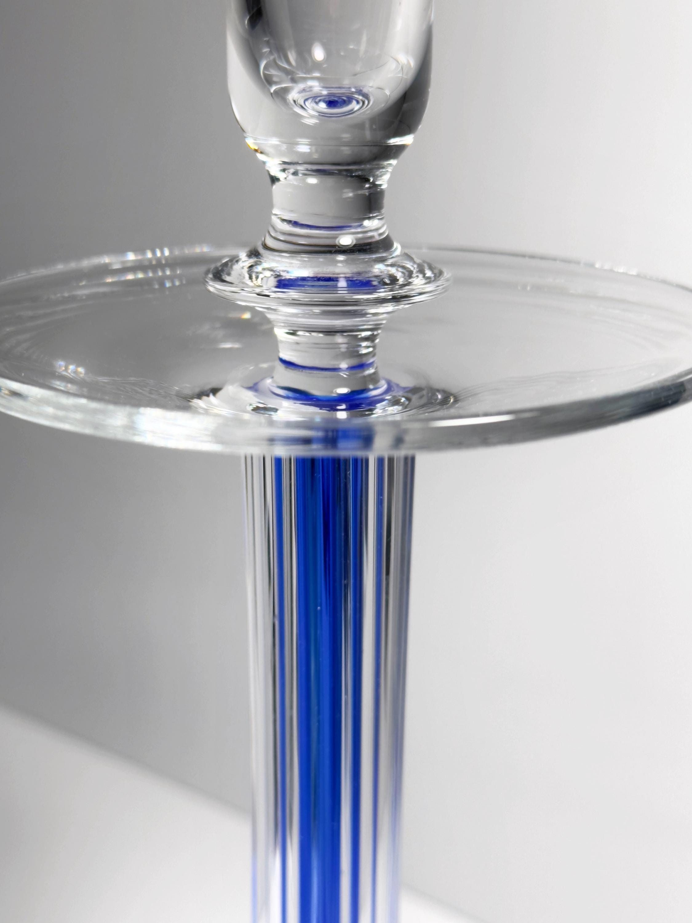 IVV Italia Glas Kerzenständer Paar in Ultramarinblau