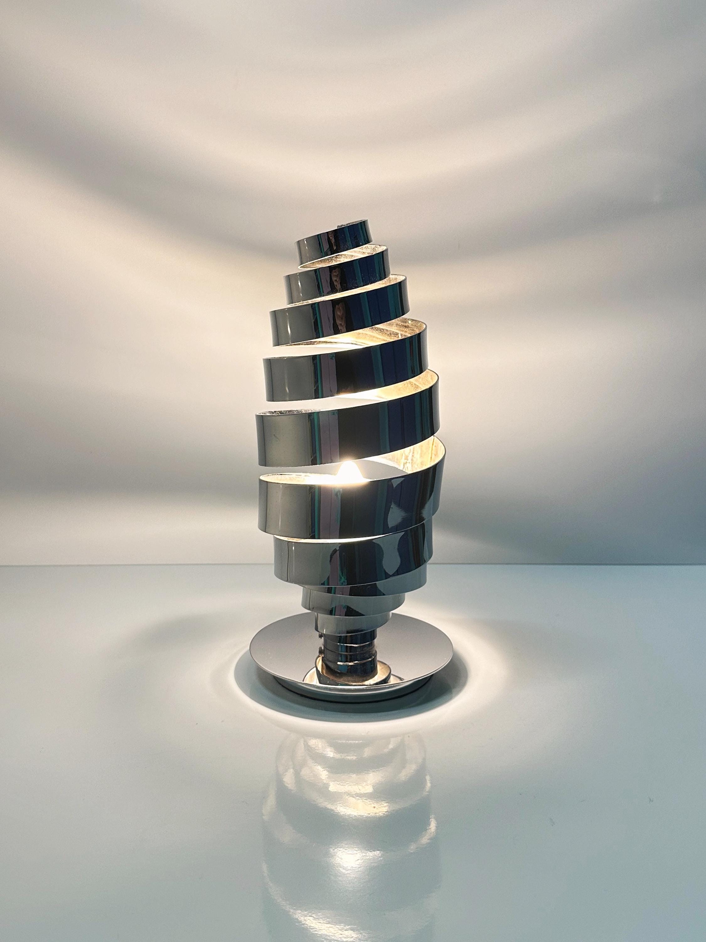 Vintage Space Age Chrom Tischlampe mit Spirale