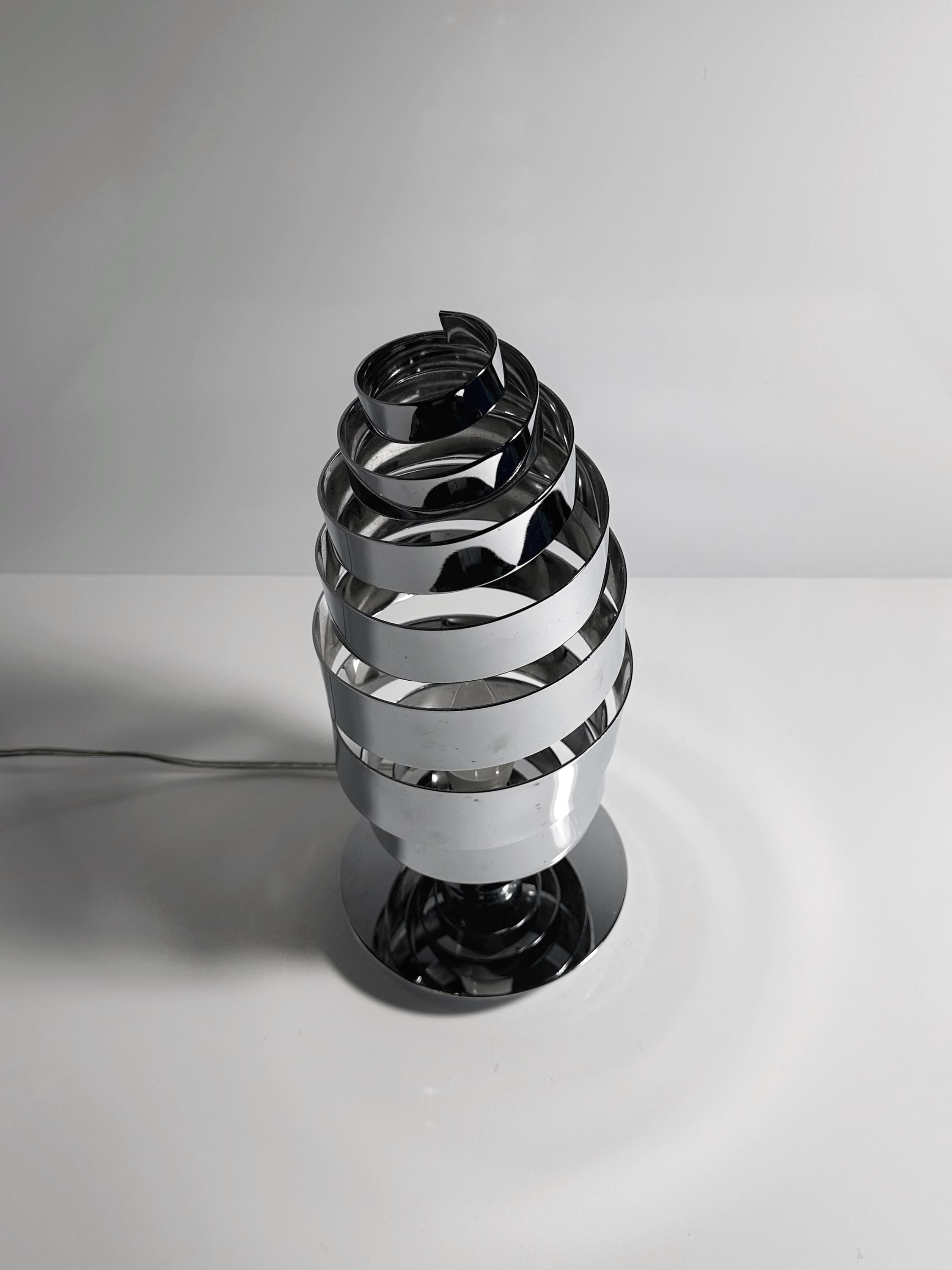 Vintage Space Age Chrom Tischlampe mit Spirale