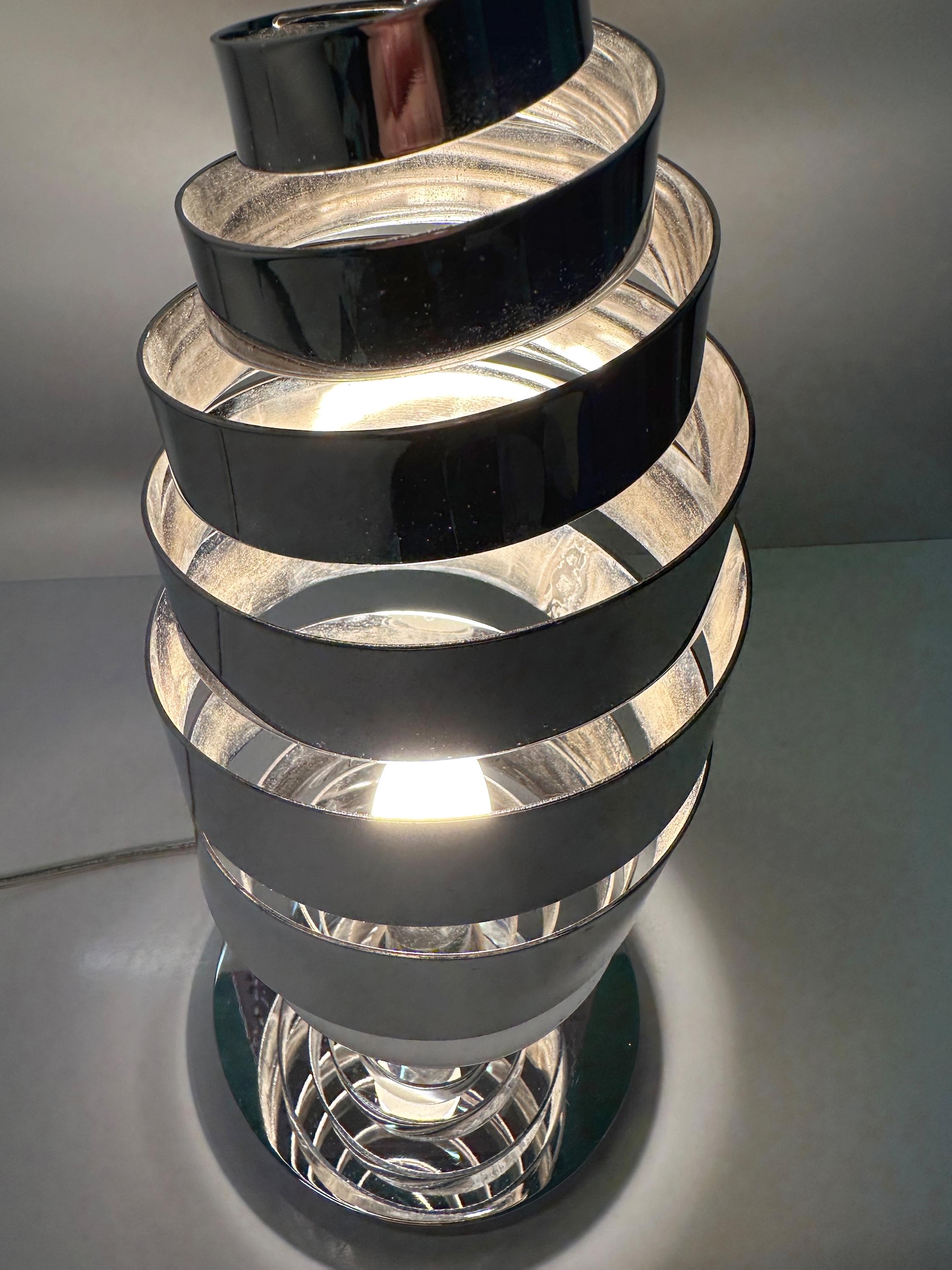Vintage Space Age Chrom Tischlampe mit Spirale