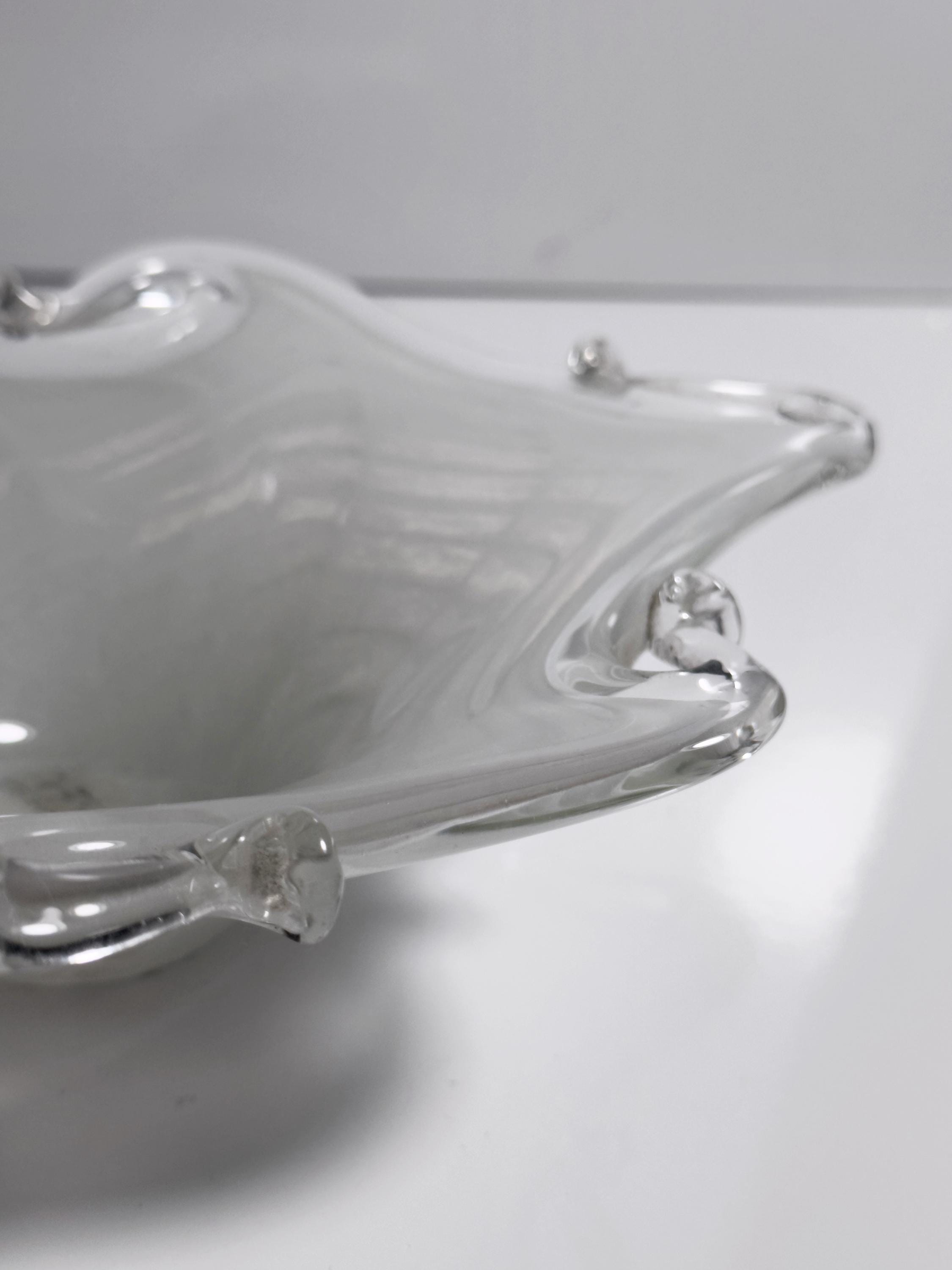 Murano Aschenbecher Weiß Vintage Milchglas Schale Filigrana