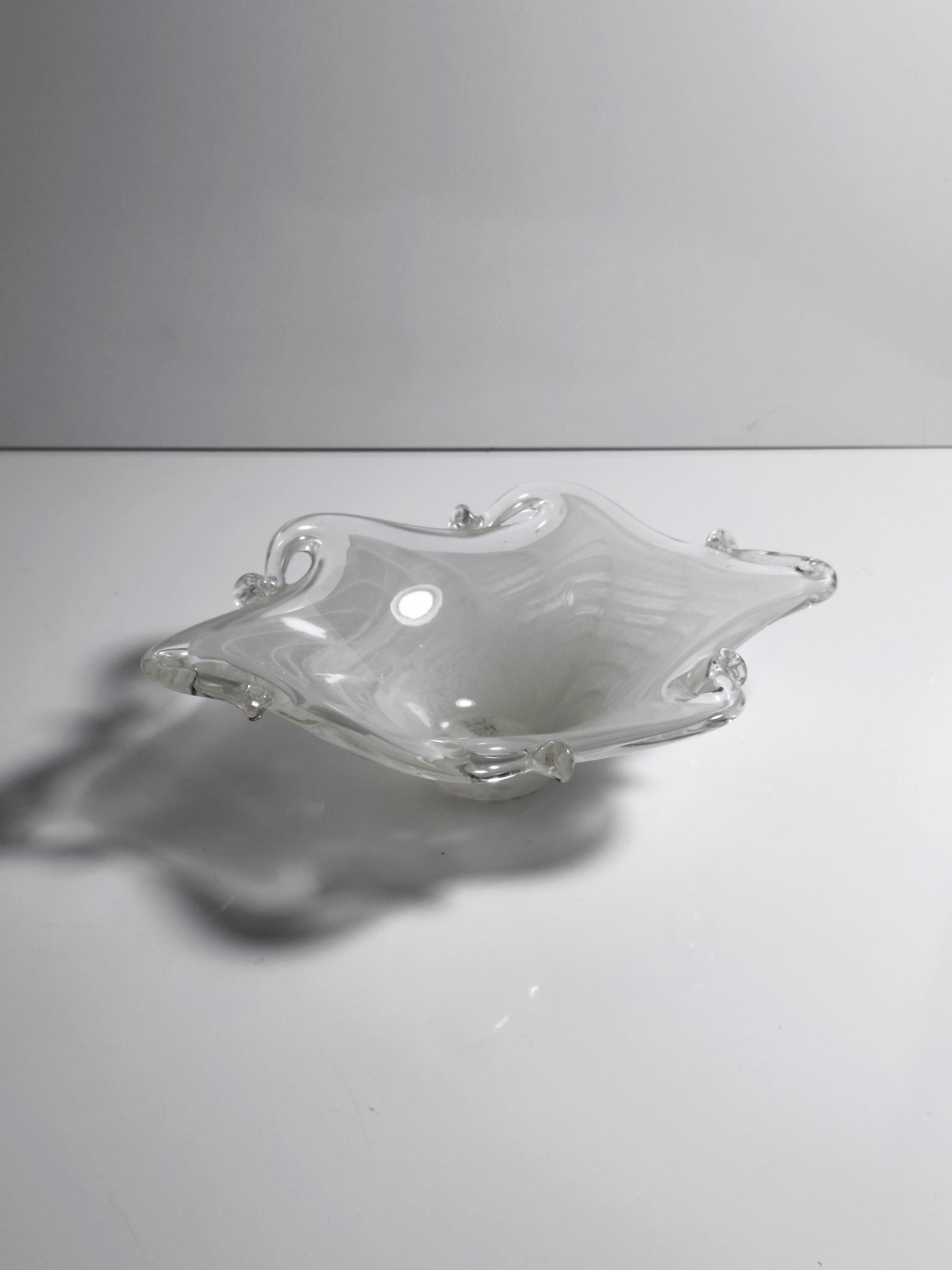 Murano Aschenbecher Weiß Vintage Milchglas Schale Filigrana