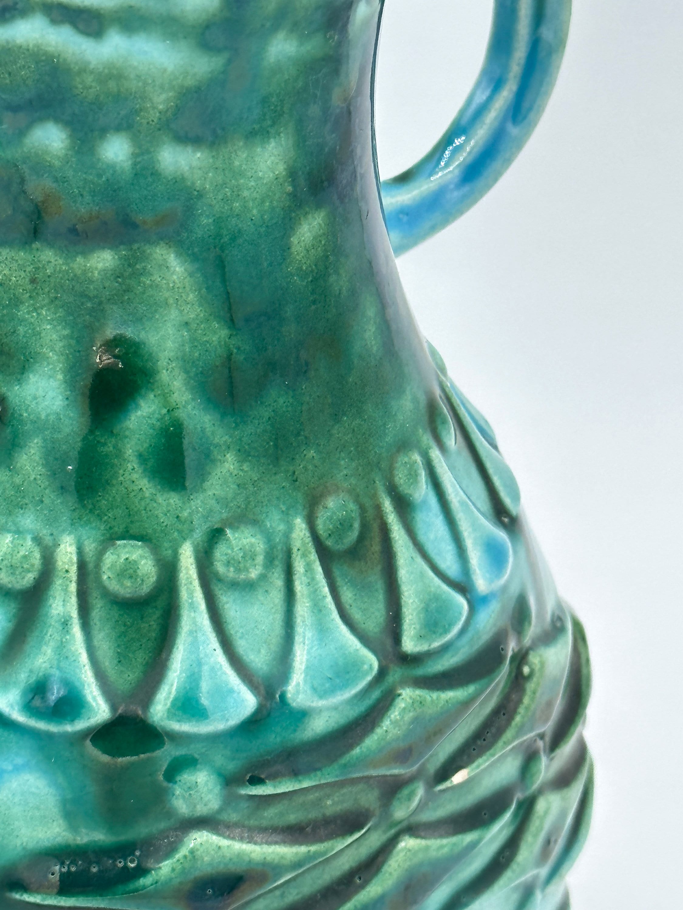 Übelacker Keramik Henkelvase 1651/20 in Grün und Türkis