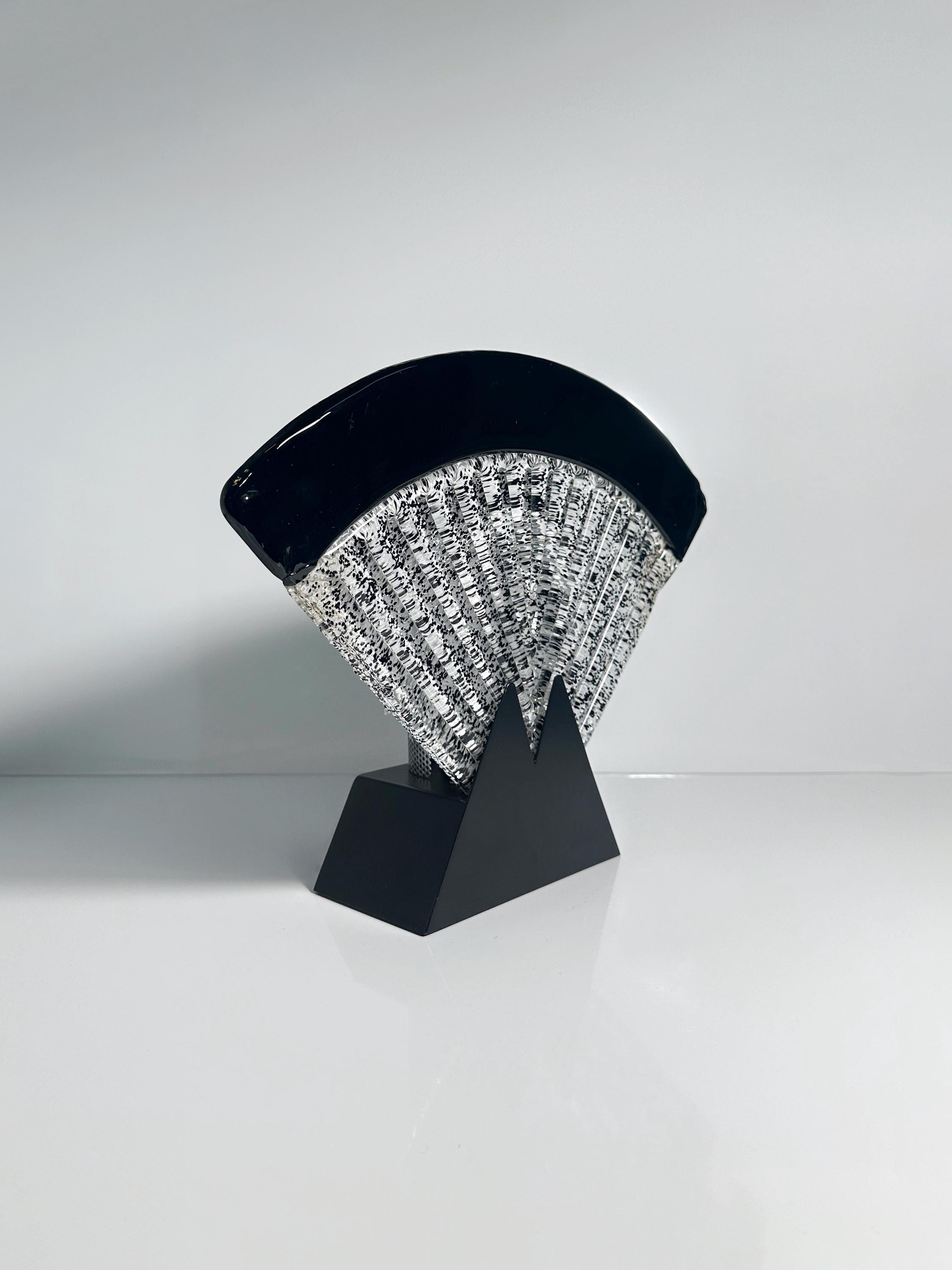 Vintage Murano Glas Fächer Tischlampe
