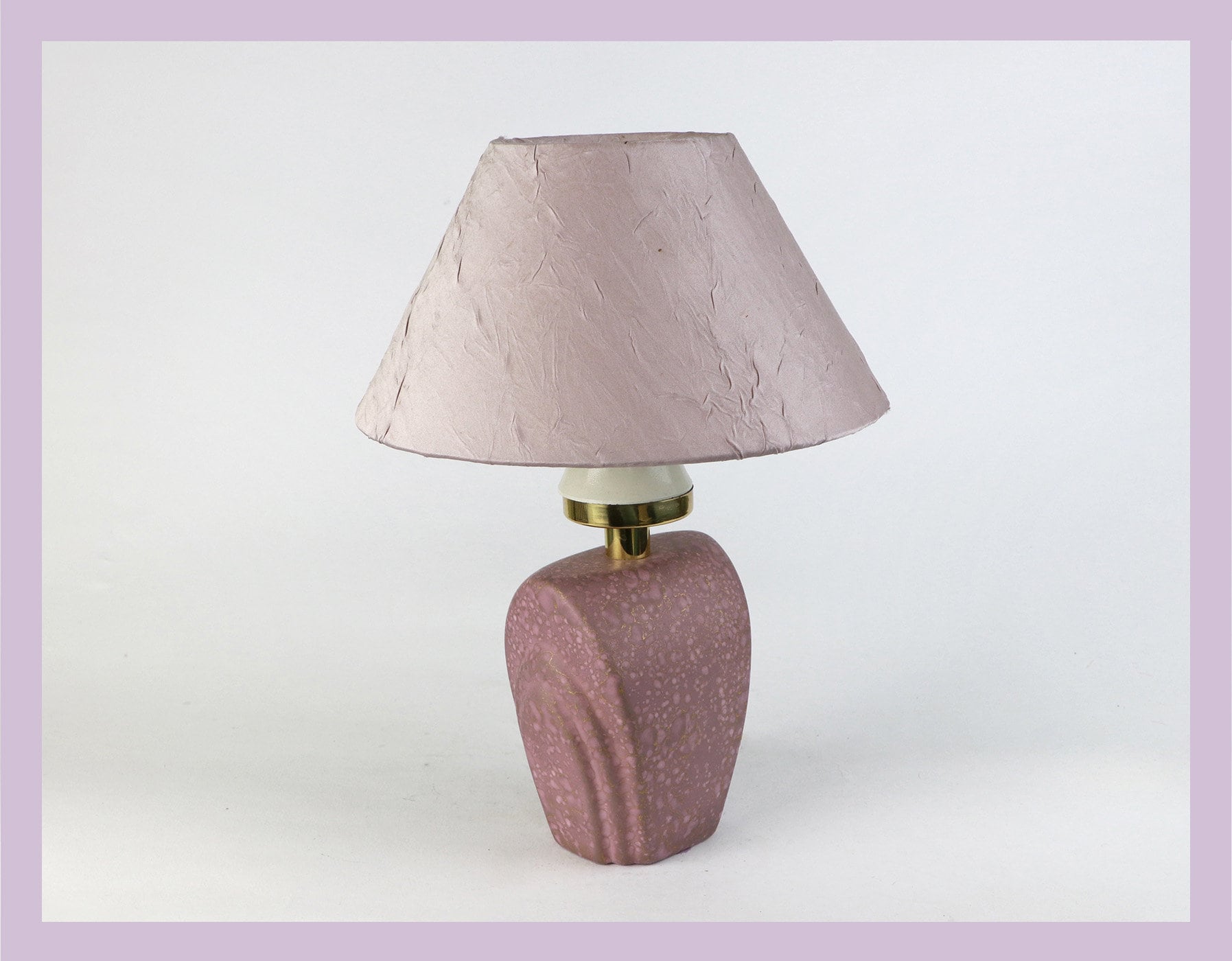 Vintage Tischlampe in Flieder und Gold