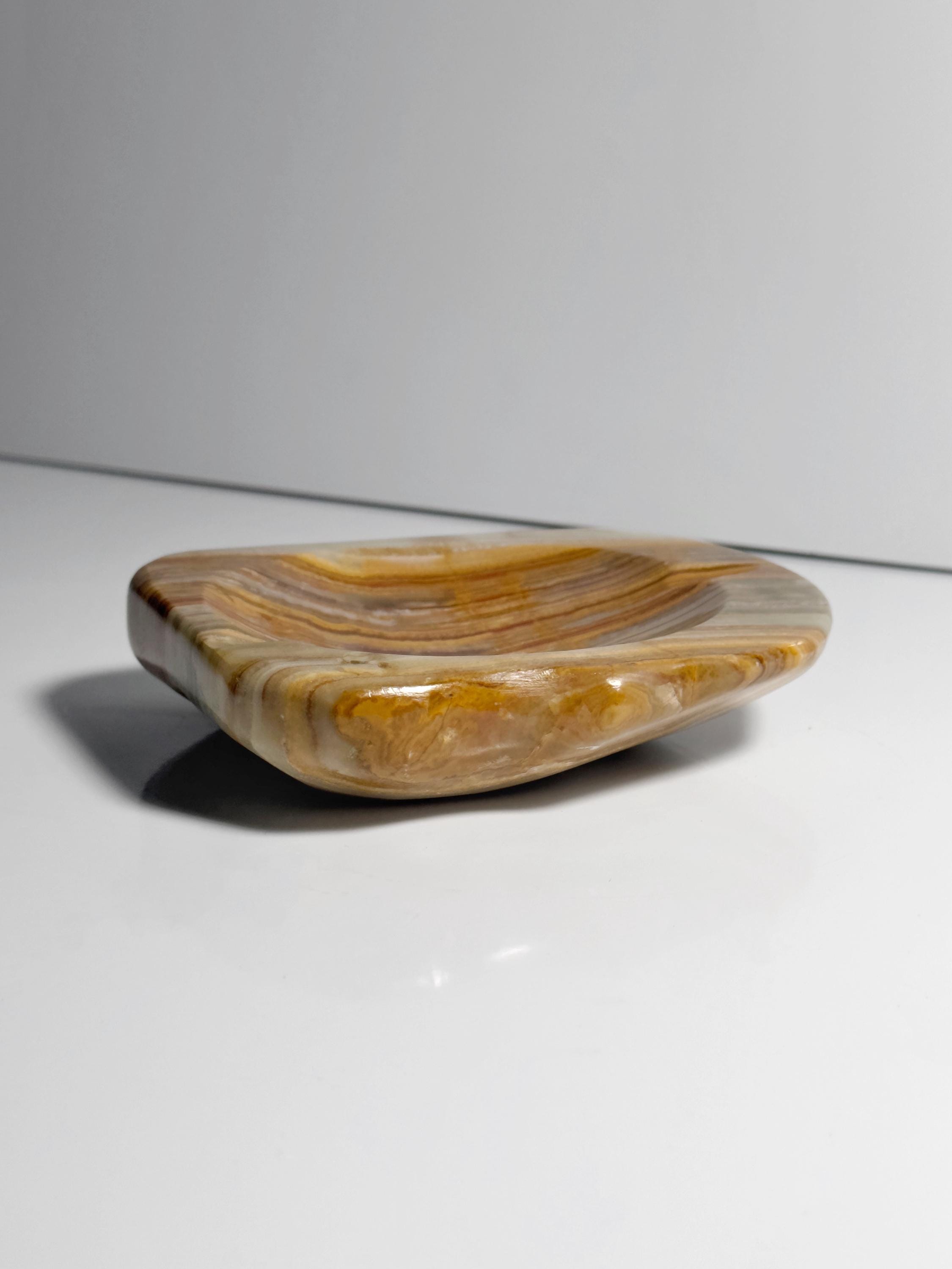 Vintage italienischer Onyx-Aschenbecher in Beige