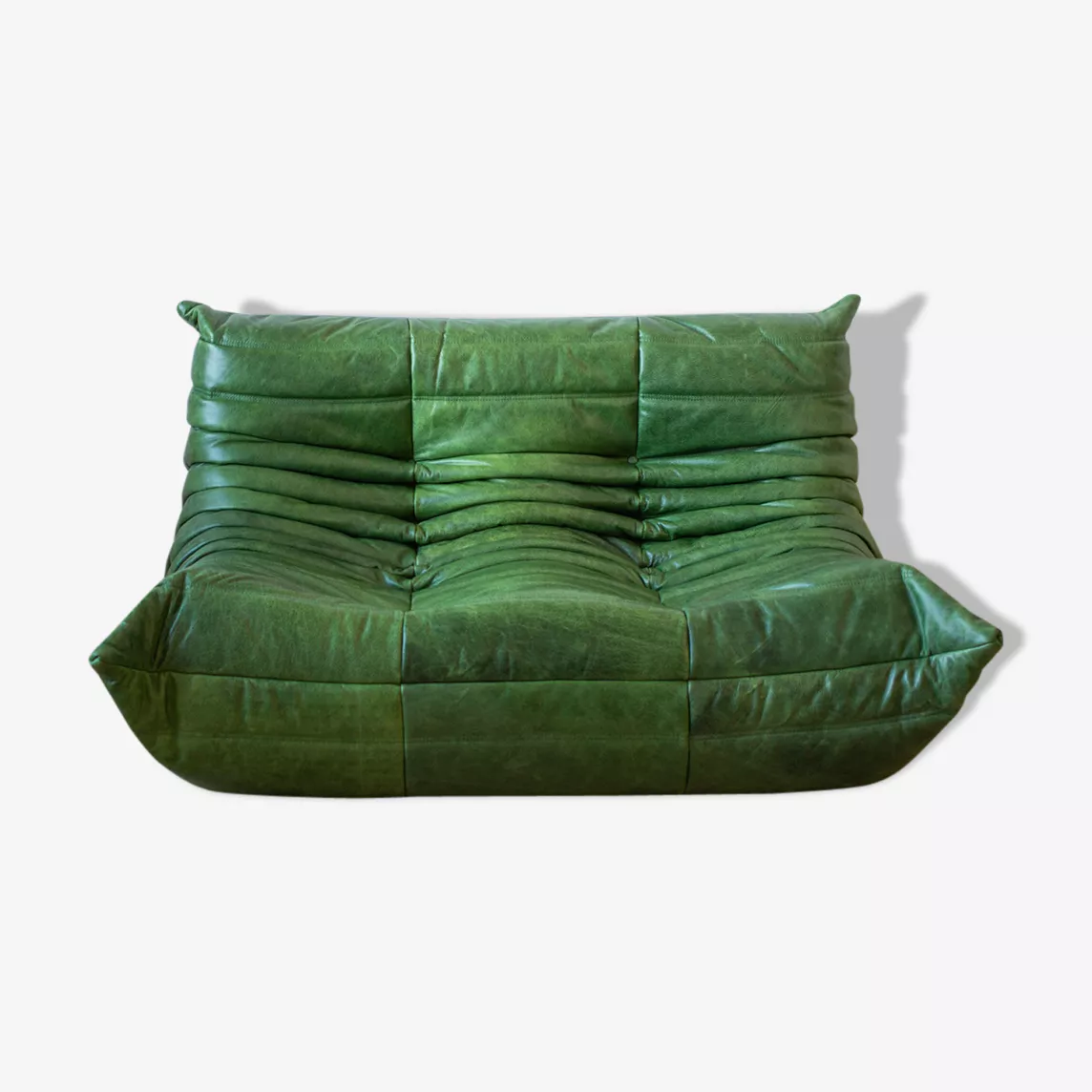 Togo Sofa 2-Seater Pull-Up Leather Green