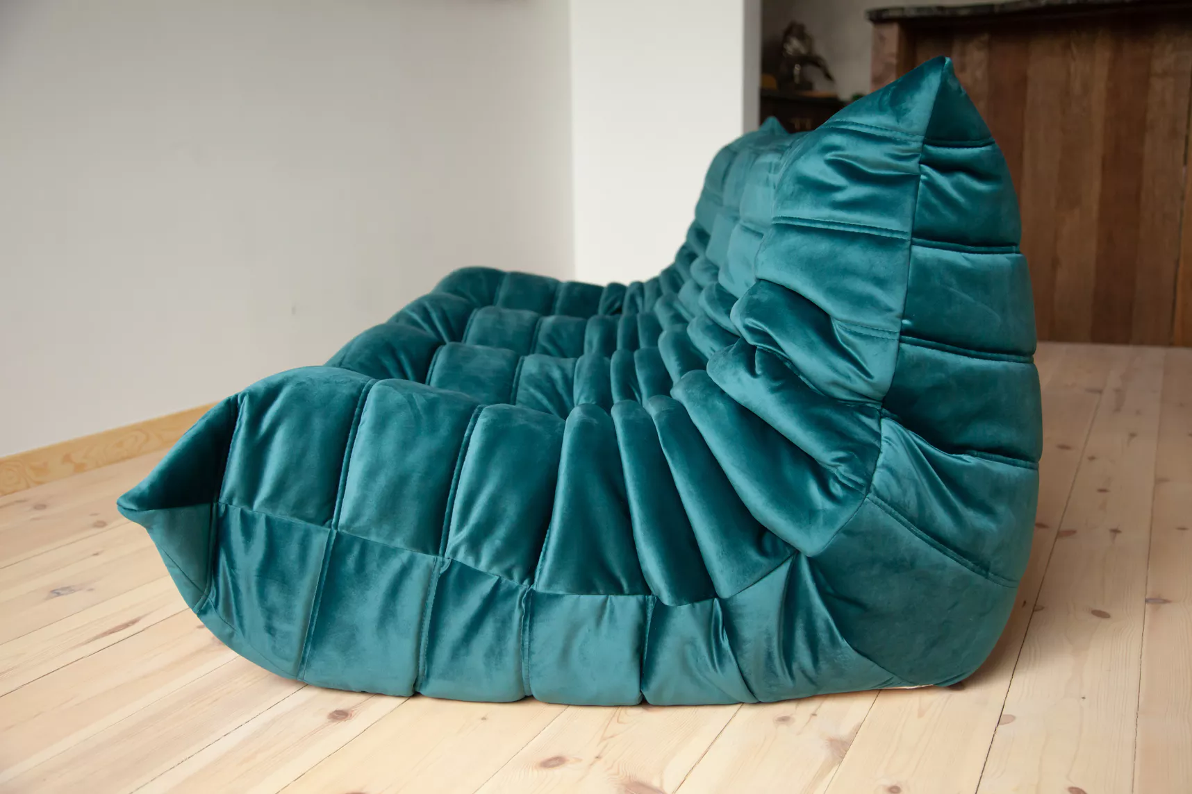 Togo Sofa 3-seater velvet petrol