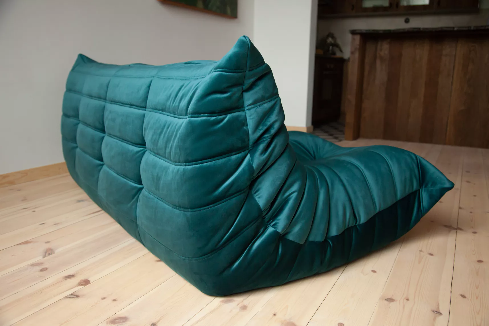 Togo Sofa 3-seater velvet petrol