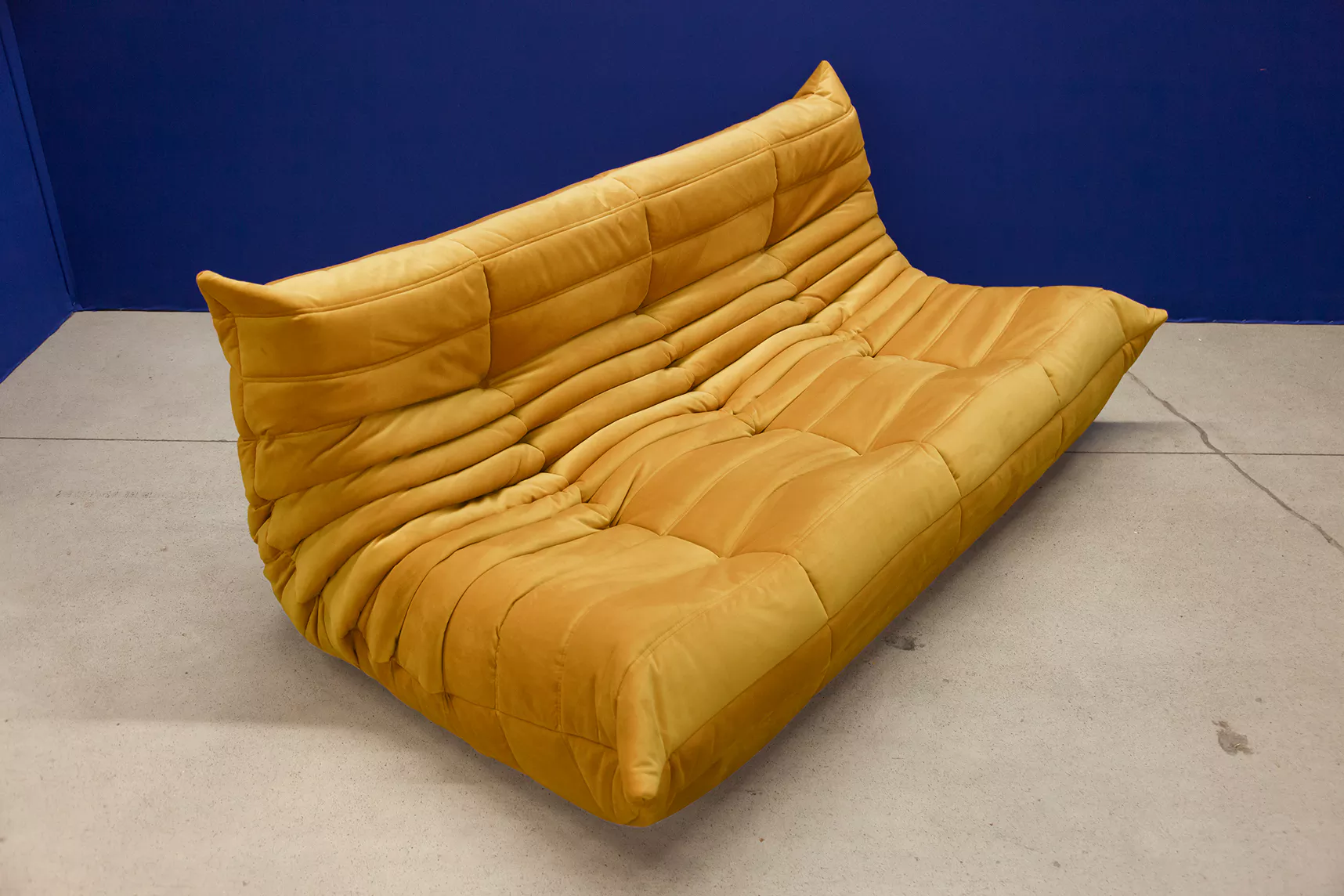 Togo Sofa 3-seater velvet mustard yellow