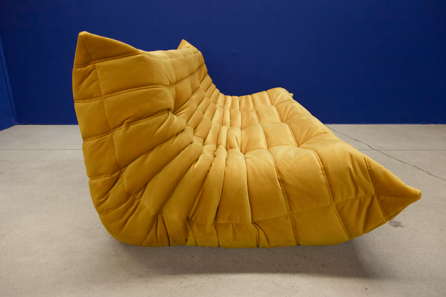 Togo Sofa 3-seater velvet mustard yellow