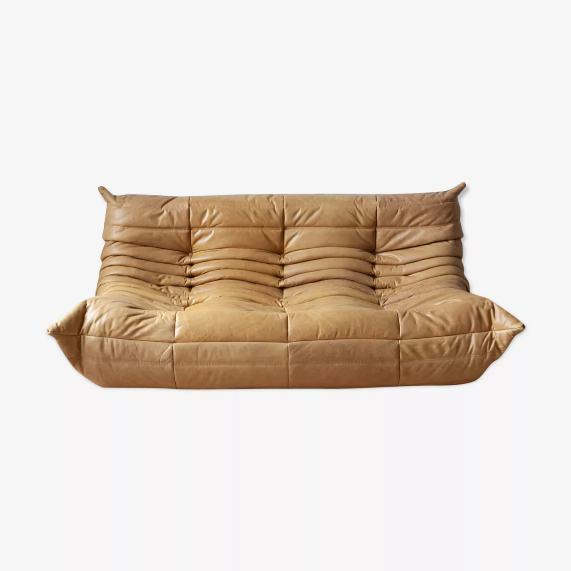 Togo Sofa 3-seater pull-up leather camel brown