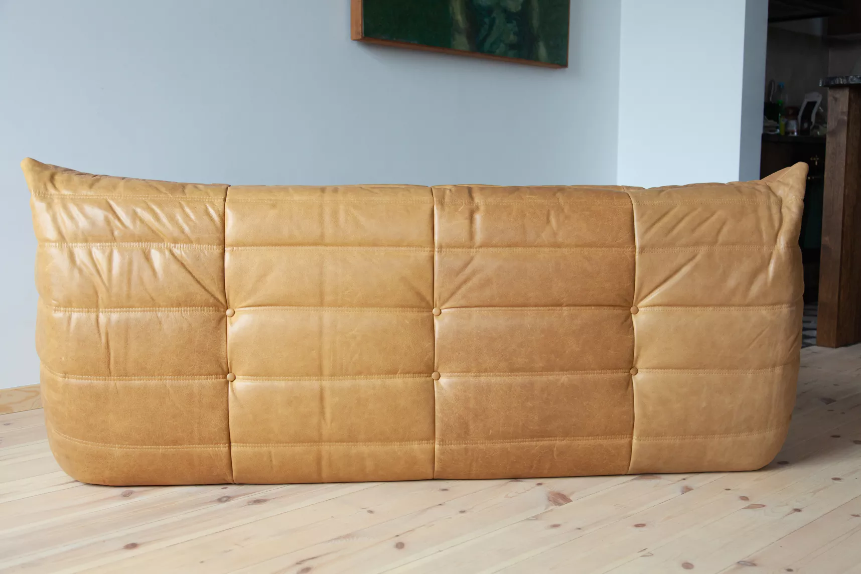 Togo Sofa 3-seater pull-up leather camel brown