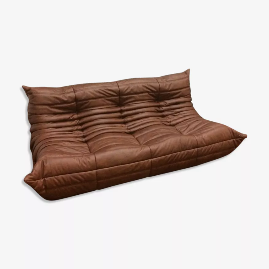 Togo Sofa 3-Sitzer Leder Braun