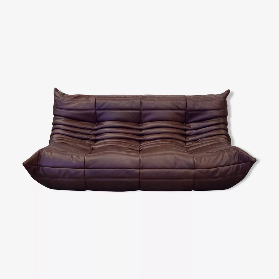 Togo Sofa 3-Seater Pull-Up Leather Chocolate Brown